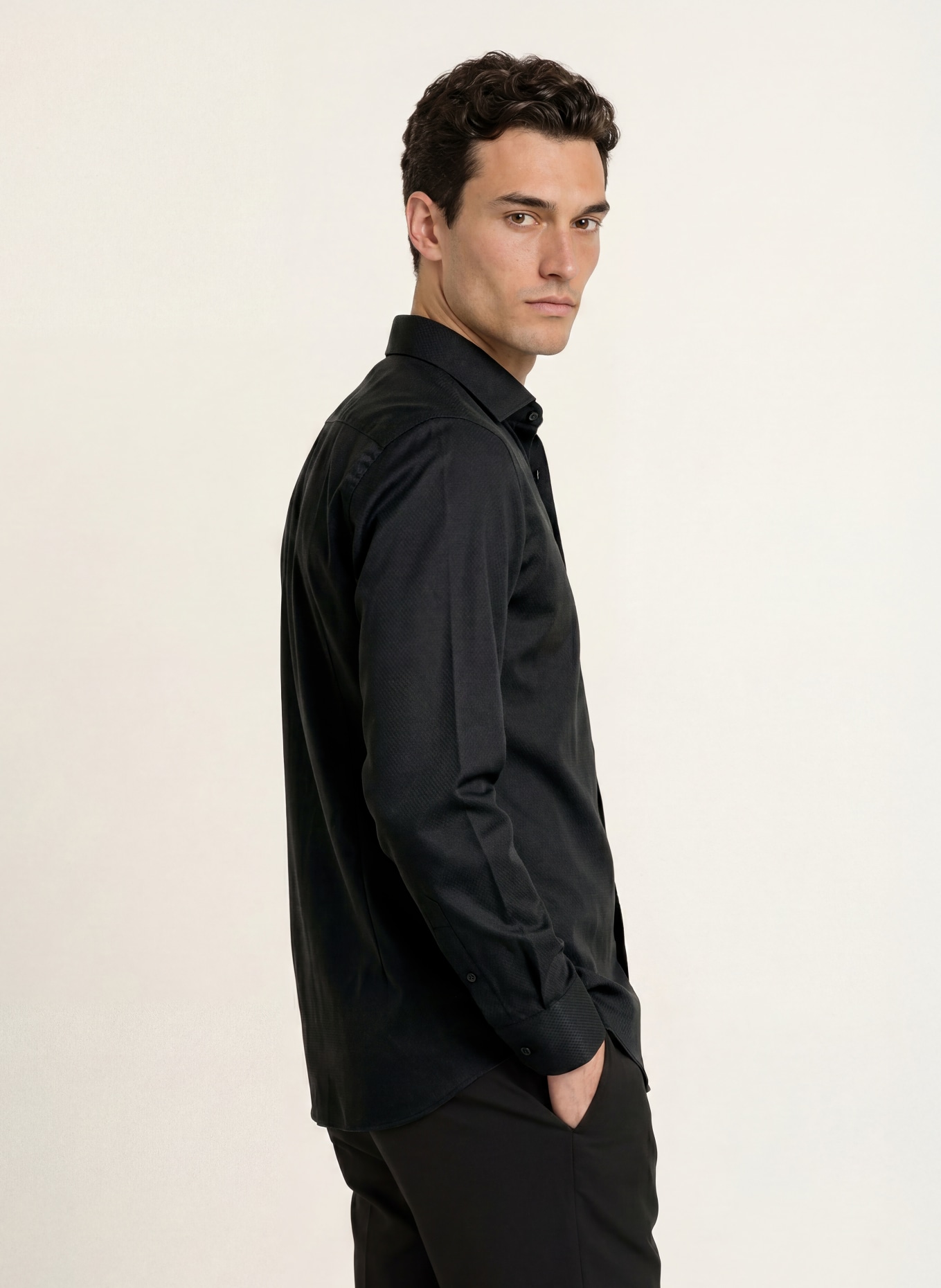BOSS Overhemd HANK Slim Fit: ZWART
