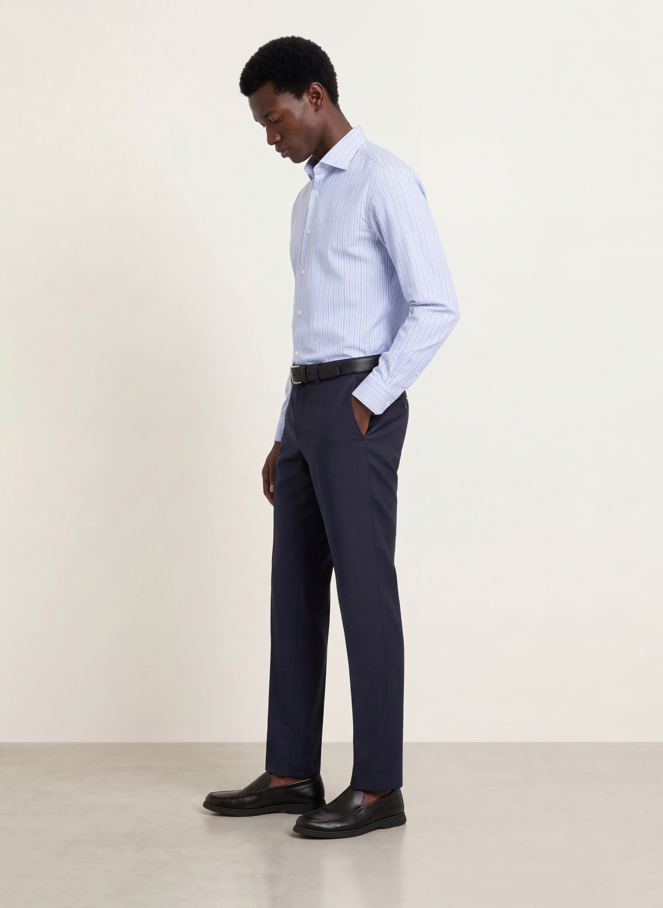 BOSS Chemise HANK coupe ajustée: BLEU CLAIR / BLANC / NOIR