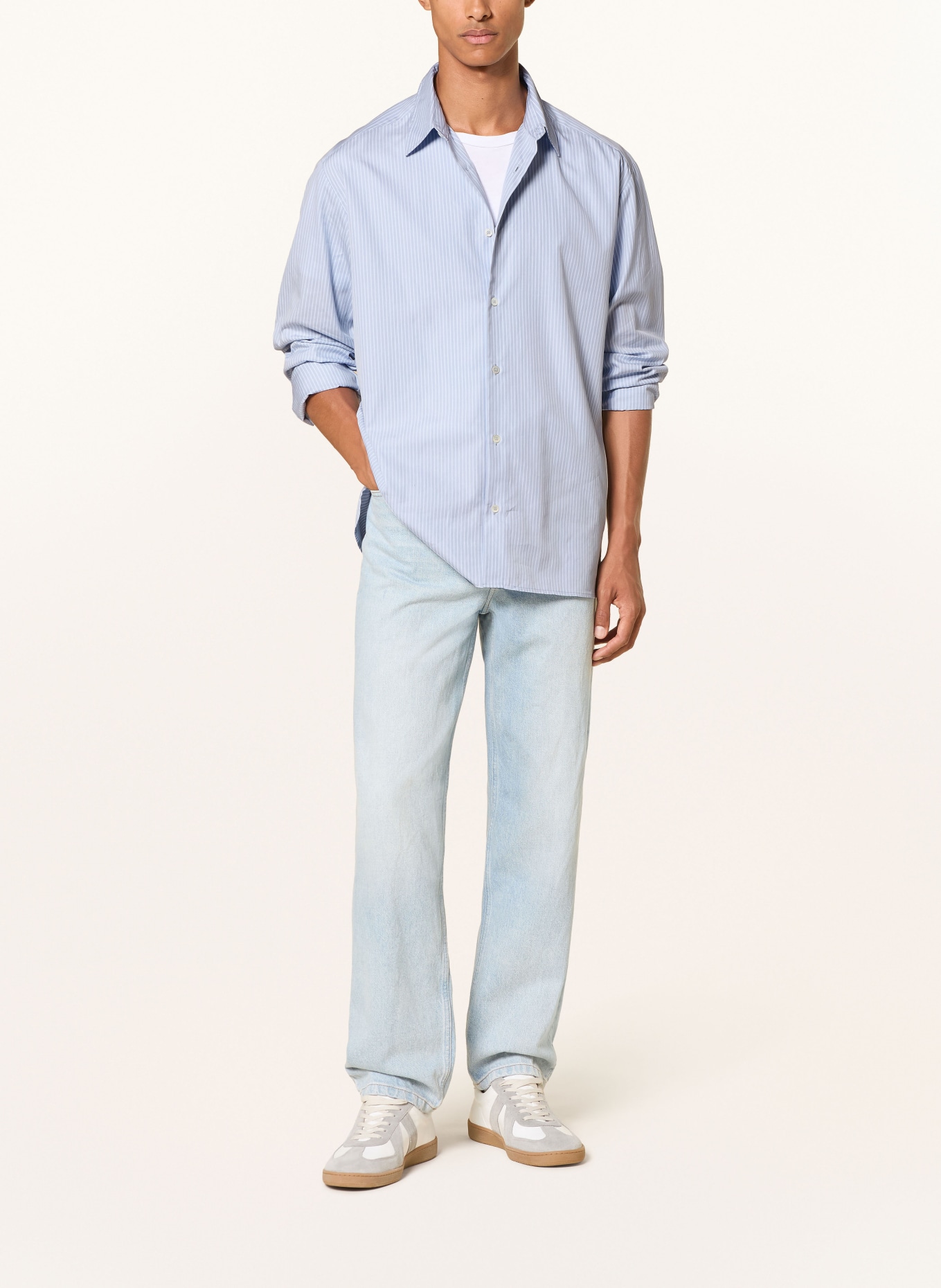 A.P.C. Skjorte MALO Comfort Fit: BLÅGRÅ / HVID
