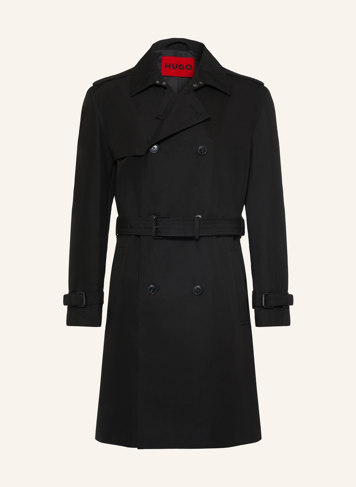 HUGO MALUKS Trench Coat: BLACK