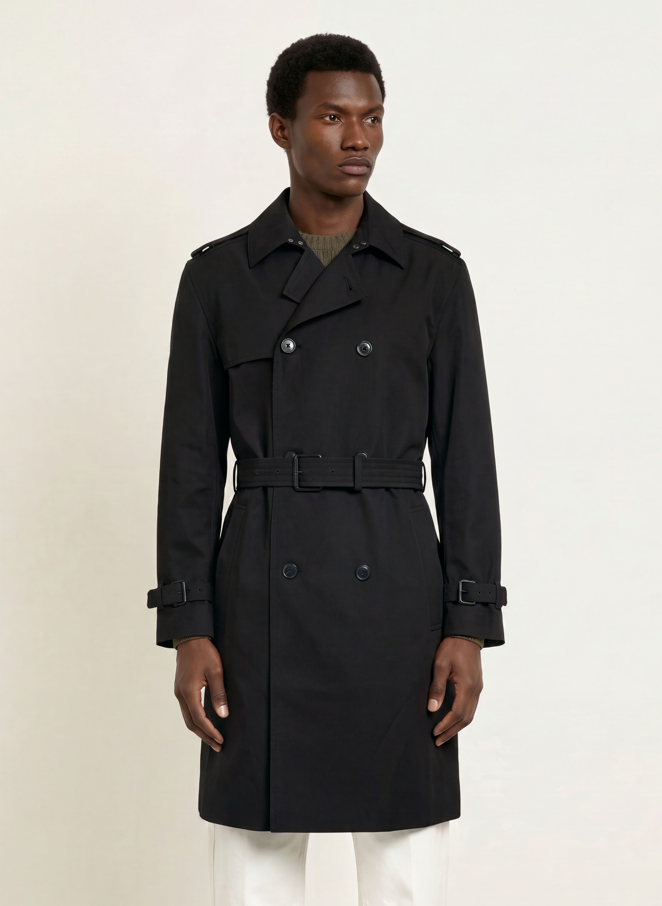 HUGO MALUKS Trench Coat: BLACK