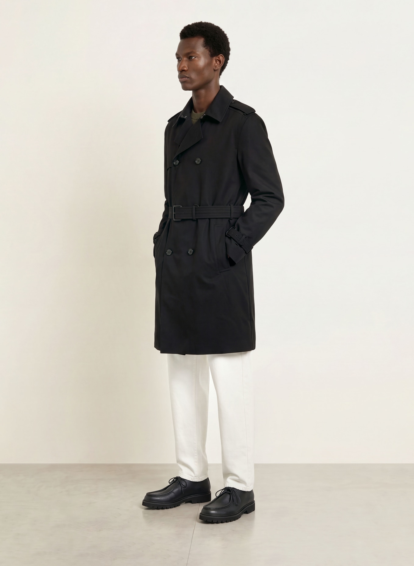 HUGO MALUKS Trench Coat: BLACK