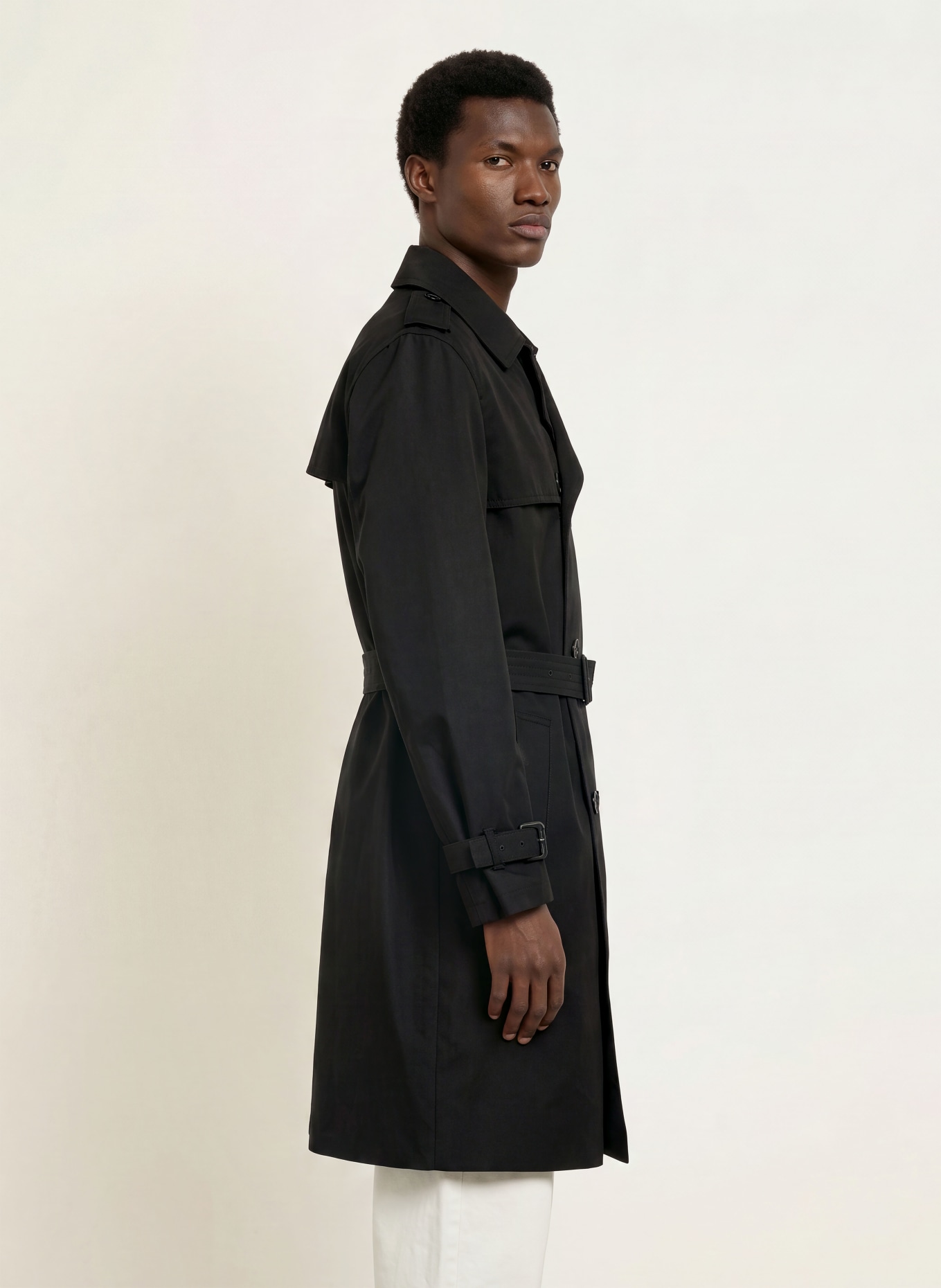 HUGO MALUKS Trench Coat: BLACK