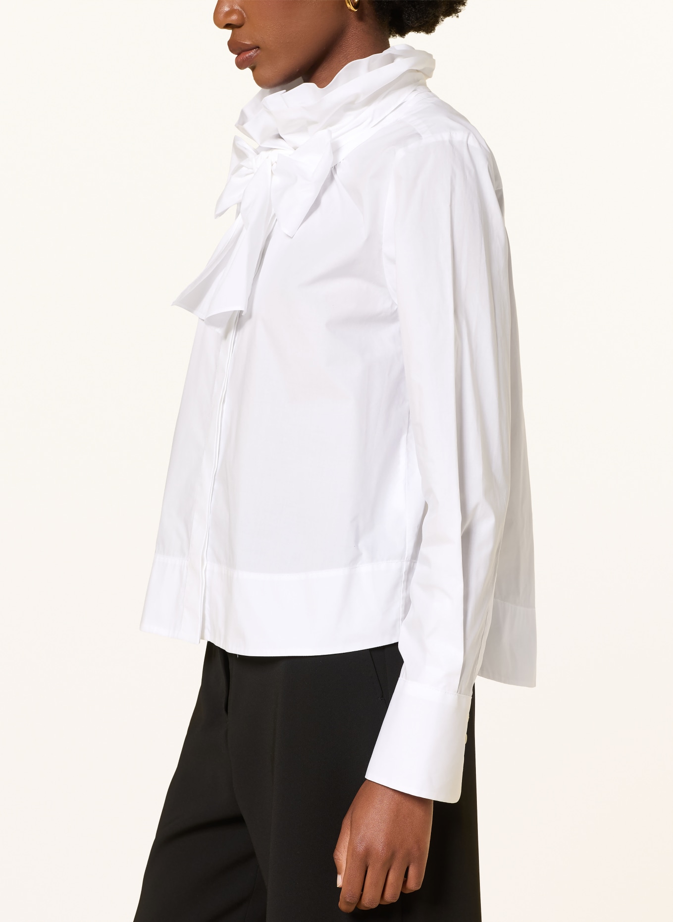van Laack VL-BIETAS-SV Blouse with Detachable Bow: WHITE