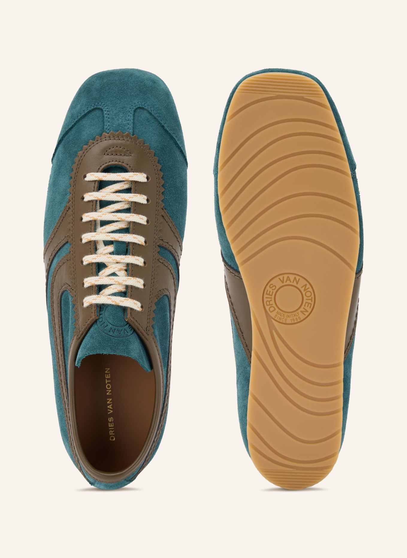 DRIES VAN NOTEN Sneaker: PETROL / GRAU