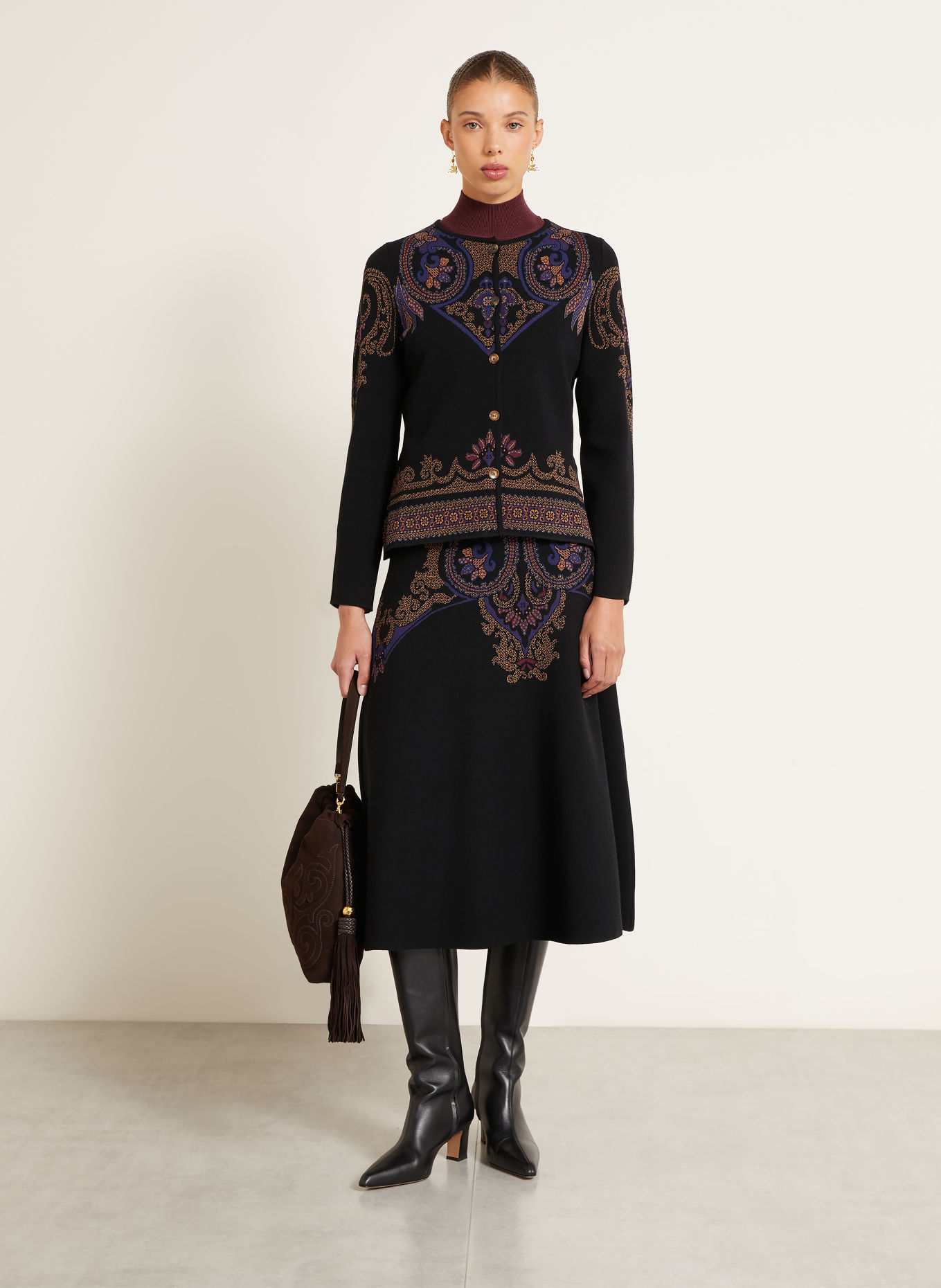 ETRO Strickjacke: SCHWARZ / BEIGE / LILA
