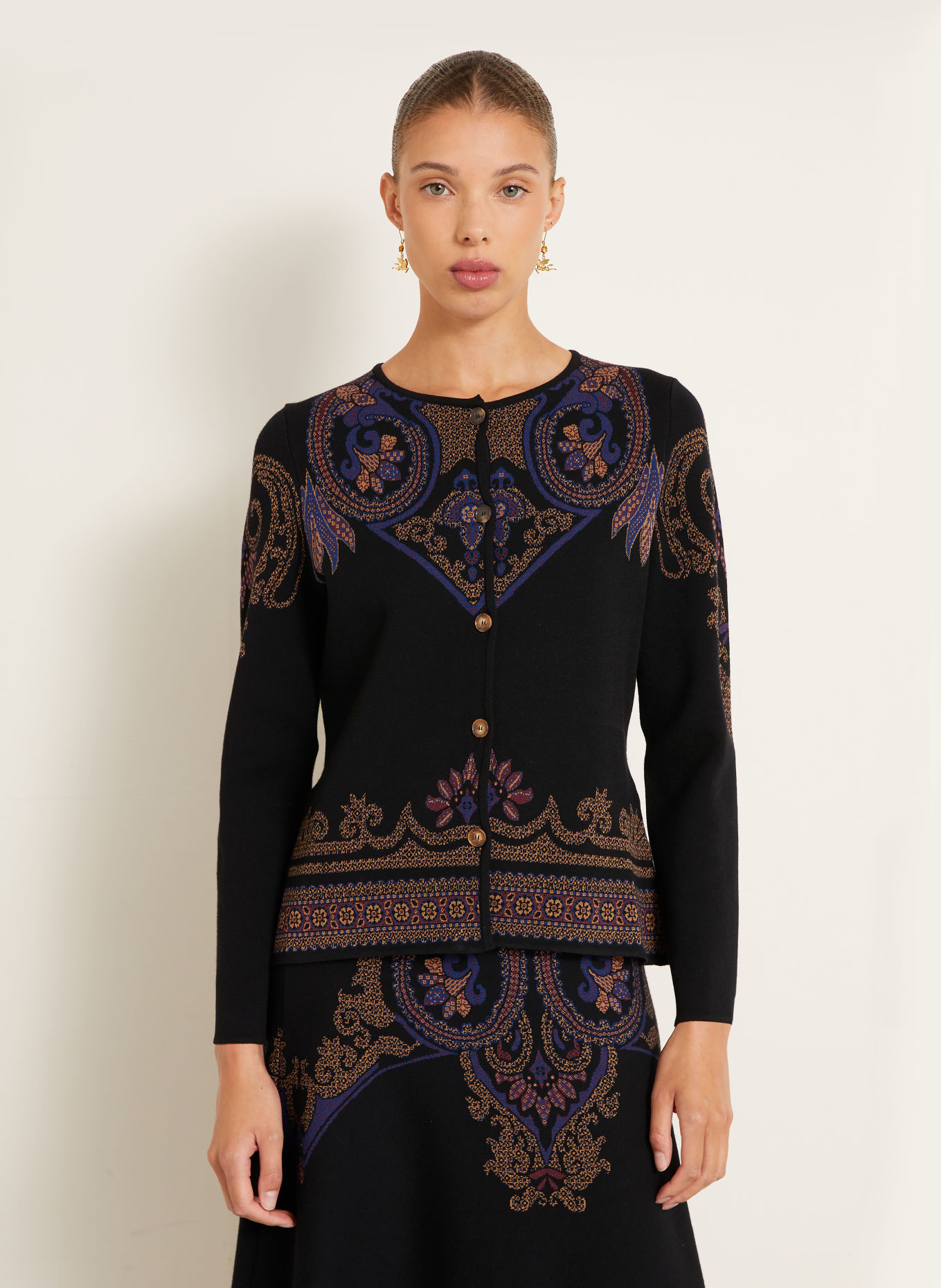 ETRO Strickjacke: SCHWARZ / BEIGE / LILA