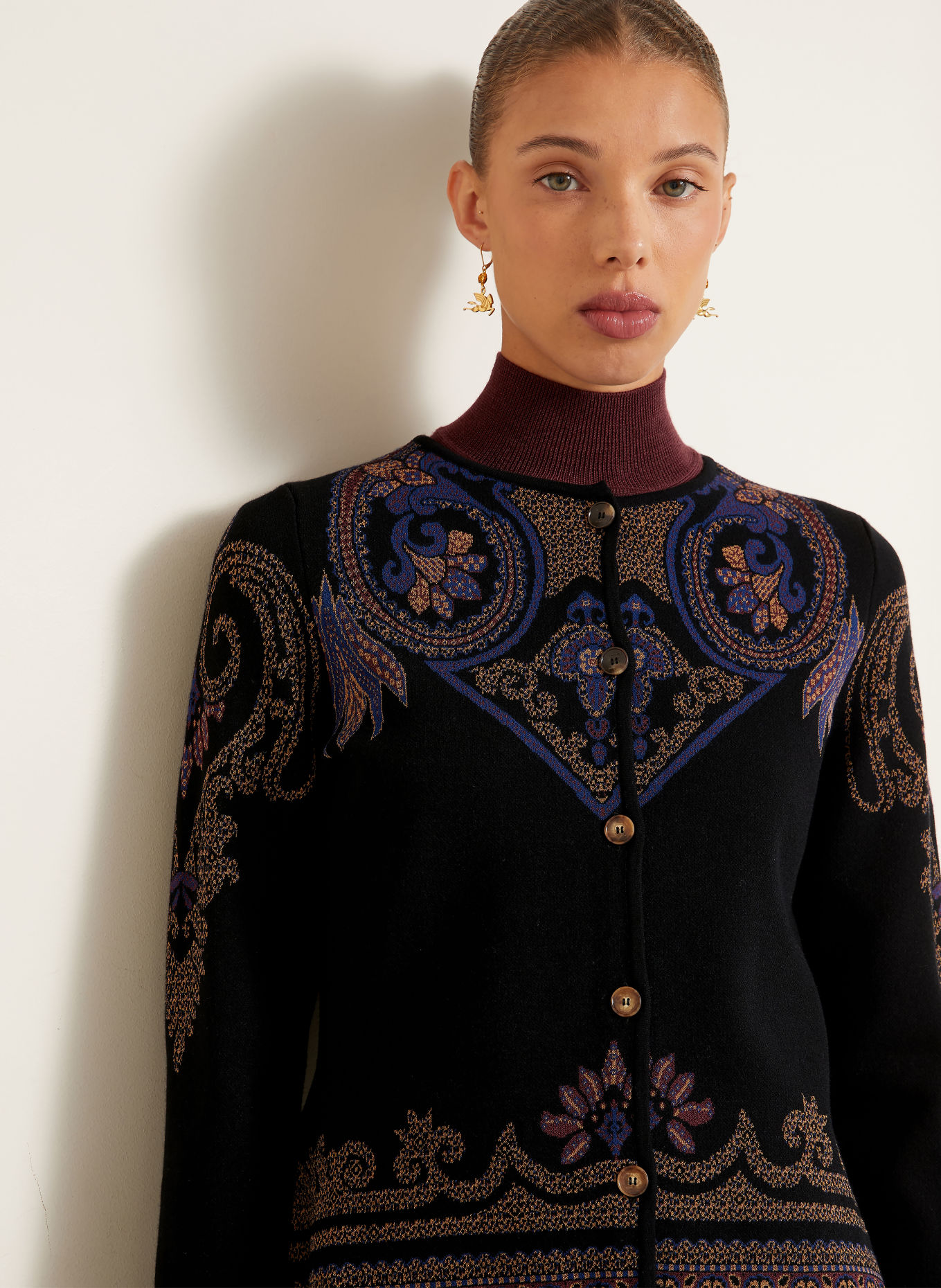 ETRO Strickjacke: SCHWARZ / BEIGE / LILA