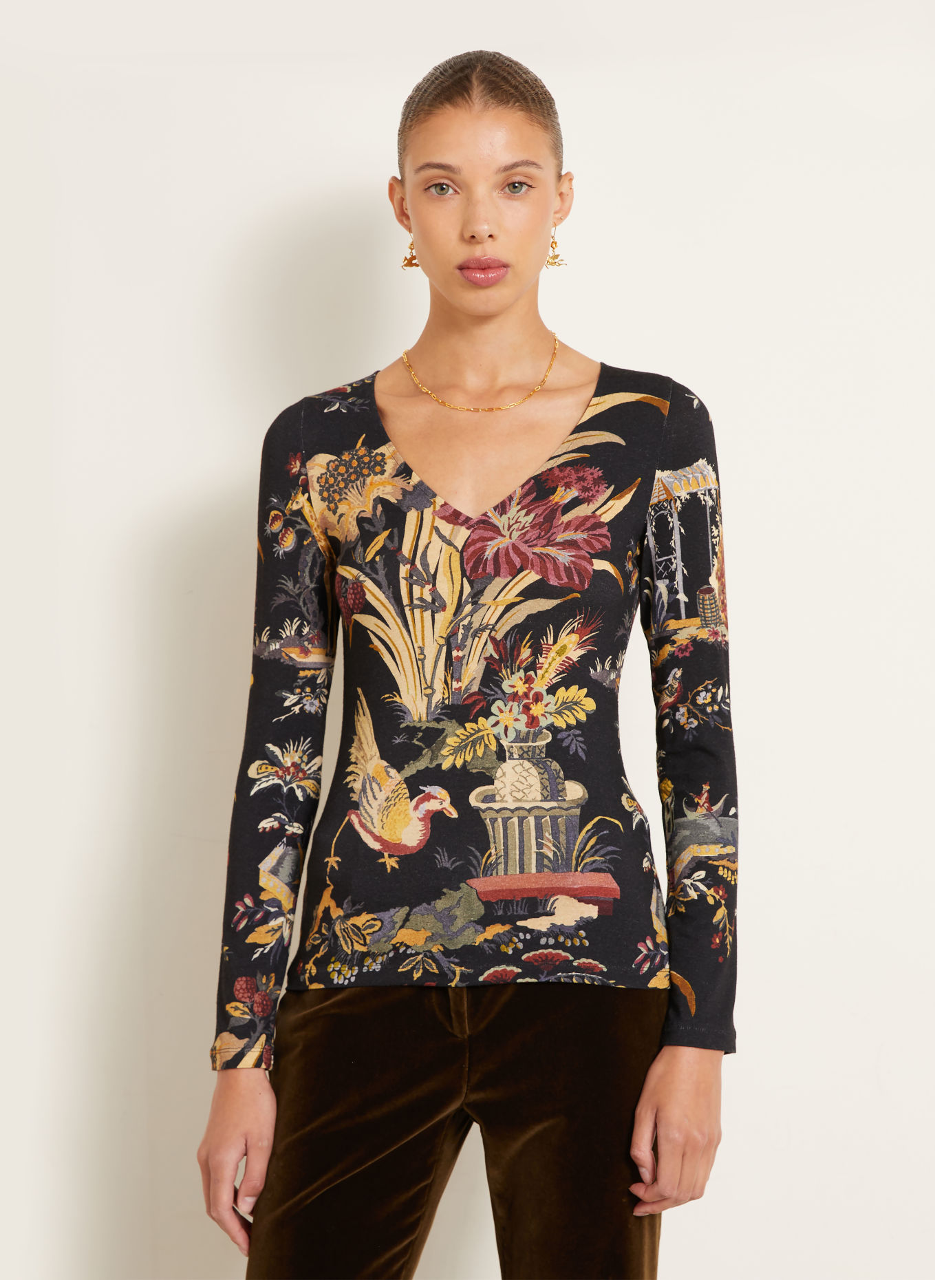 ETRO Longsleeve: SCHWARZ / DUNKELROT / DUNKELGELB