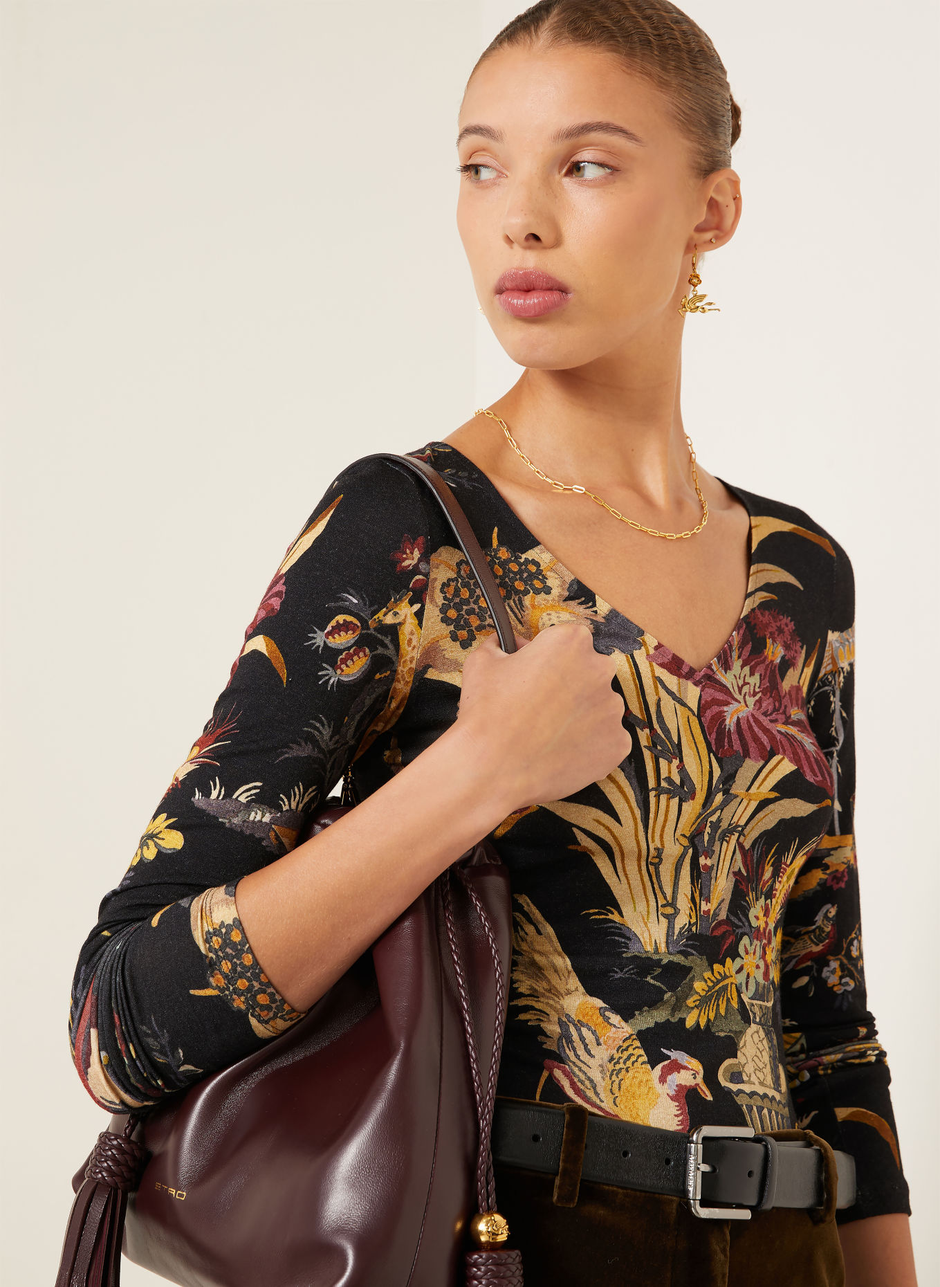 ETRO Longsleeve: SCHWARZ / DUNKELROT / DUNKELGELB
