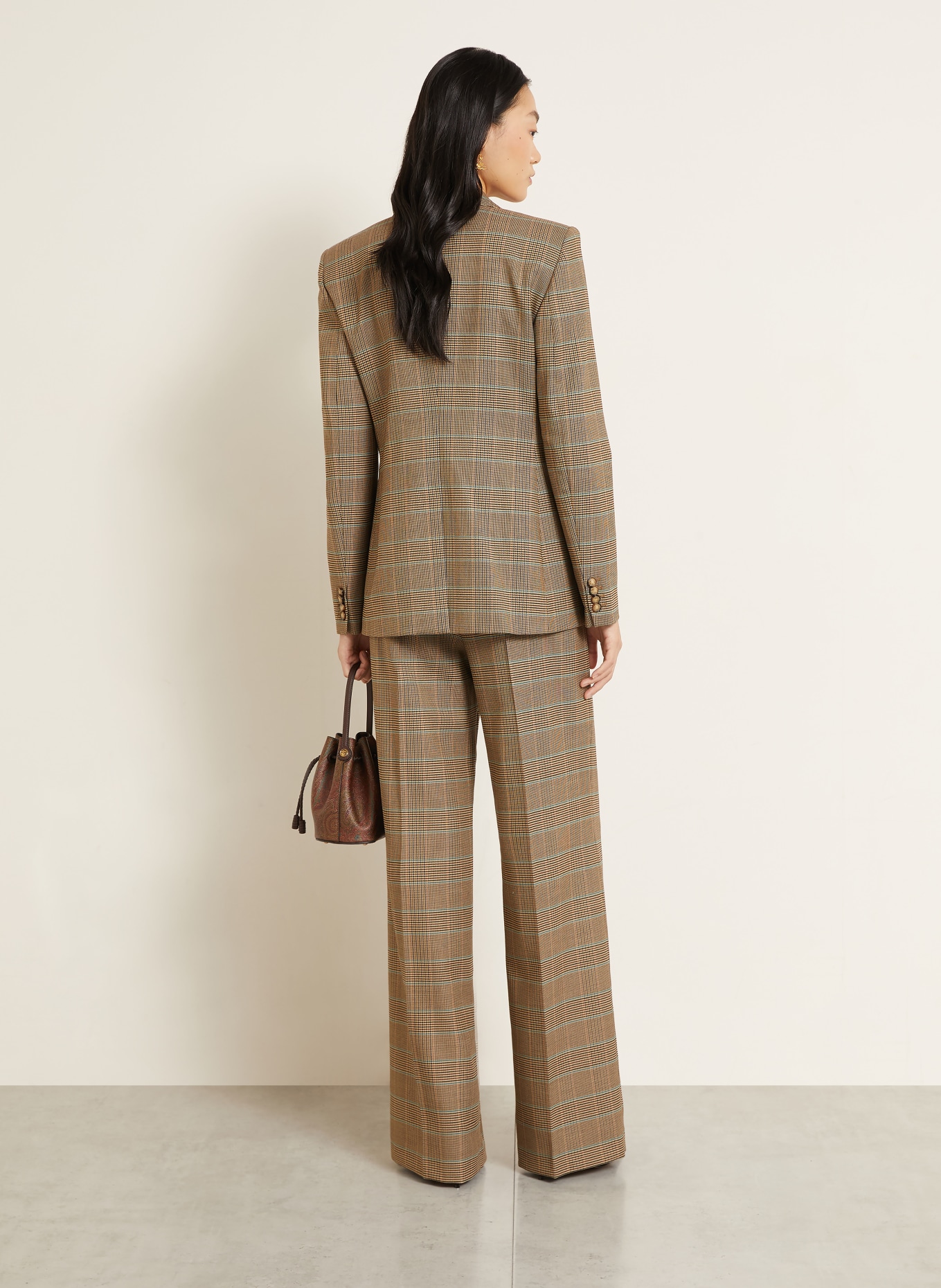 ETRO Pantalon palazzo: BEIGE / MARRON FONCÉ / TURQUOISE