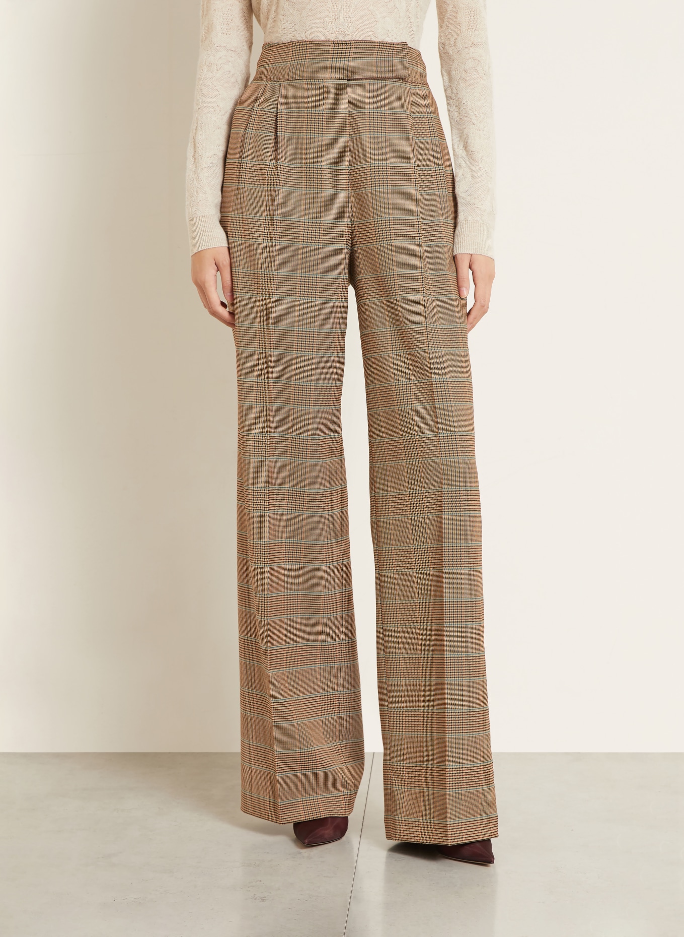 ETRO Pantalon palazzo: BEIGE / MARRON FONCÉ / TURQUOISE