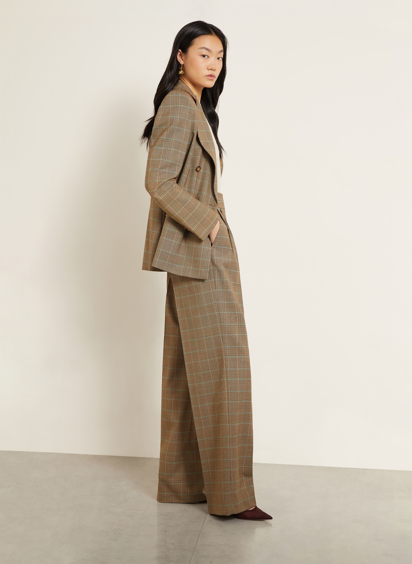 ETRO Pantalon palazzo: BEIGE / MARRON FONCÉ / TURQUOISE