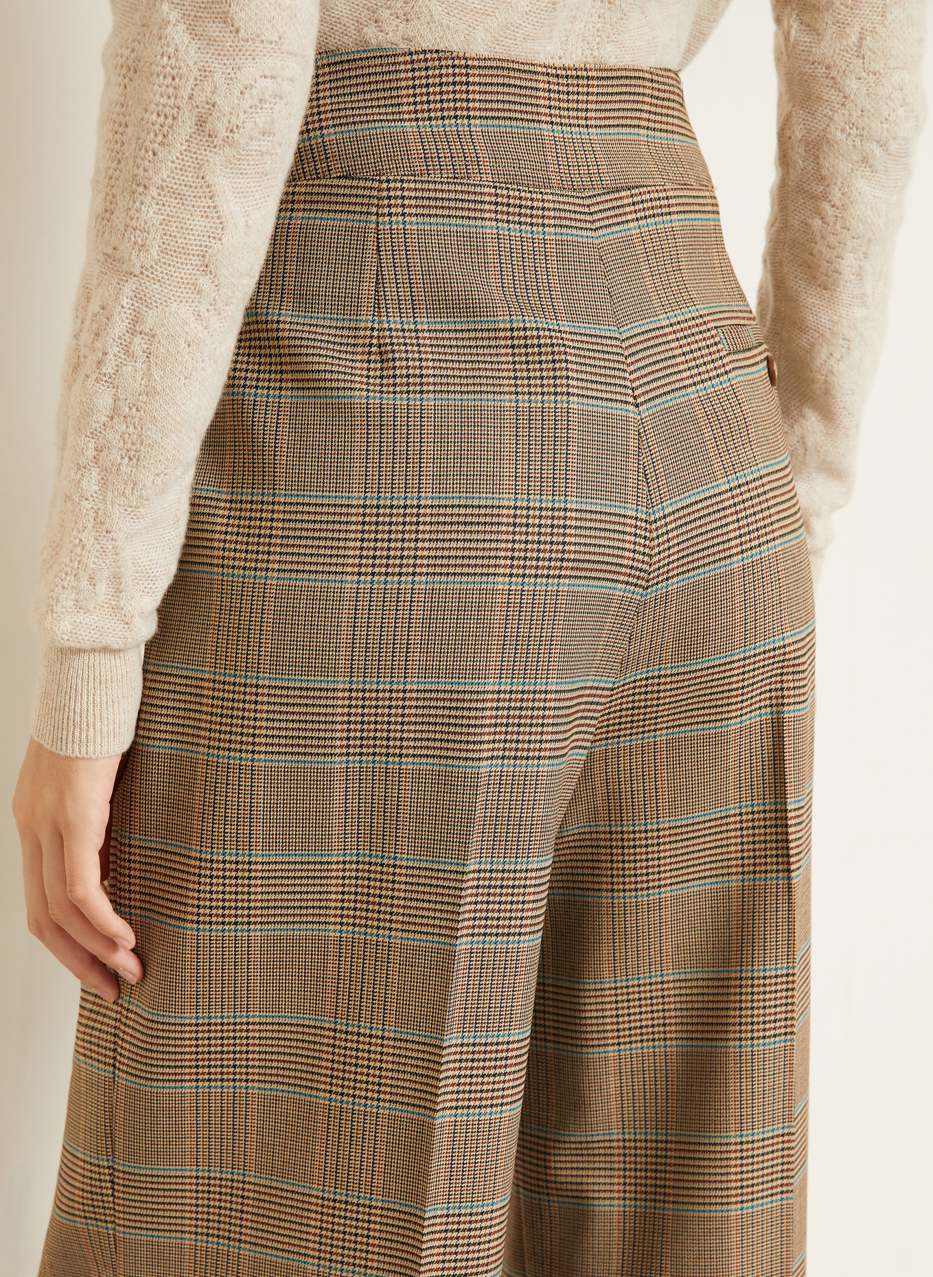 ETRO Pantalon palazzo: BEIGE / MARRON FONCÉ / TURQUOISE
