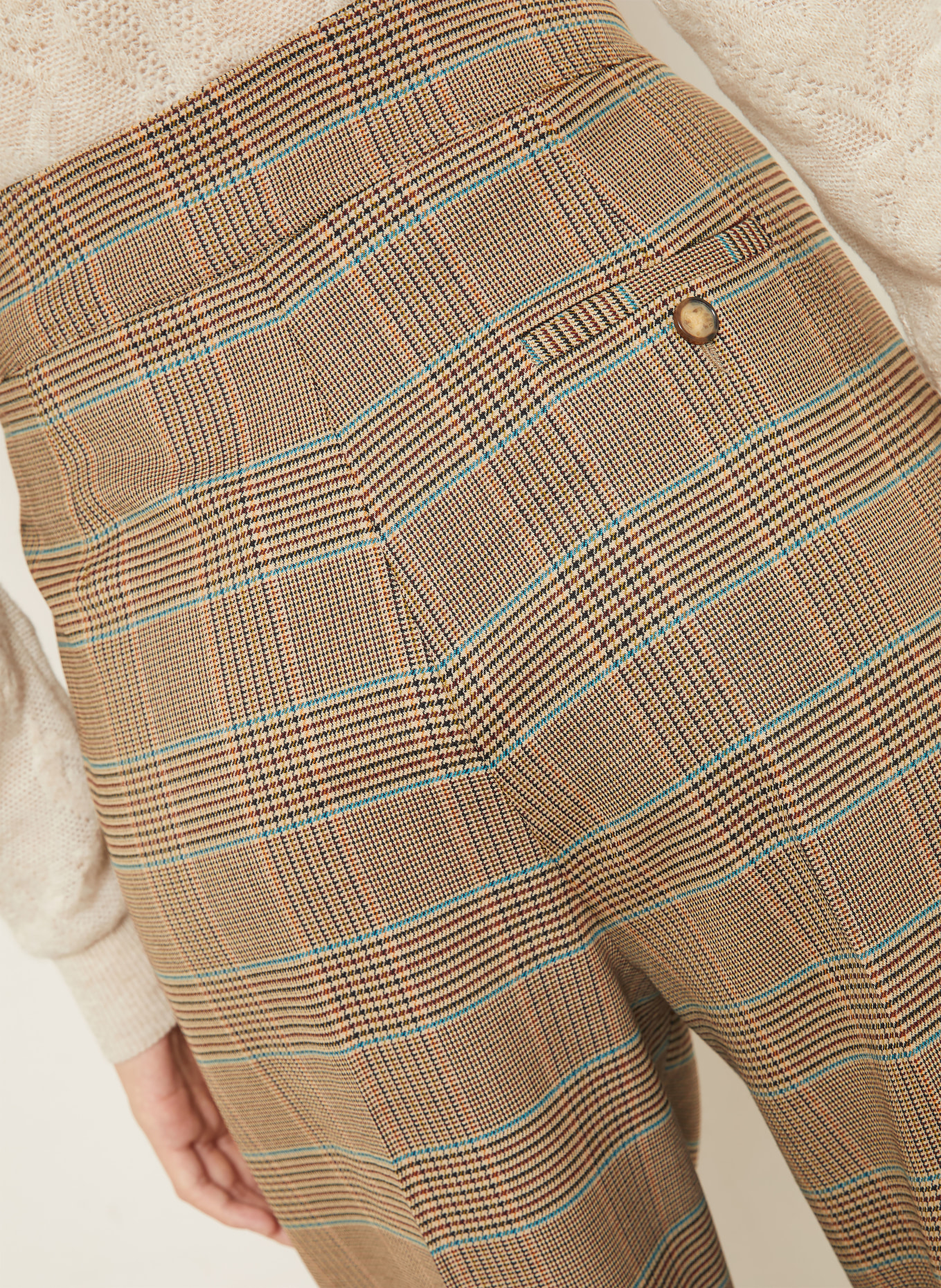 ETRO Pantalon palazzo: BEIGE / MARRON FONCÉ / TURQUOISE