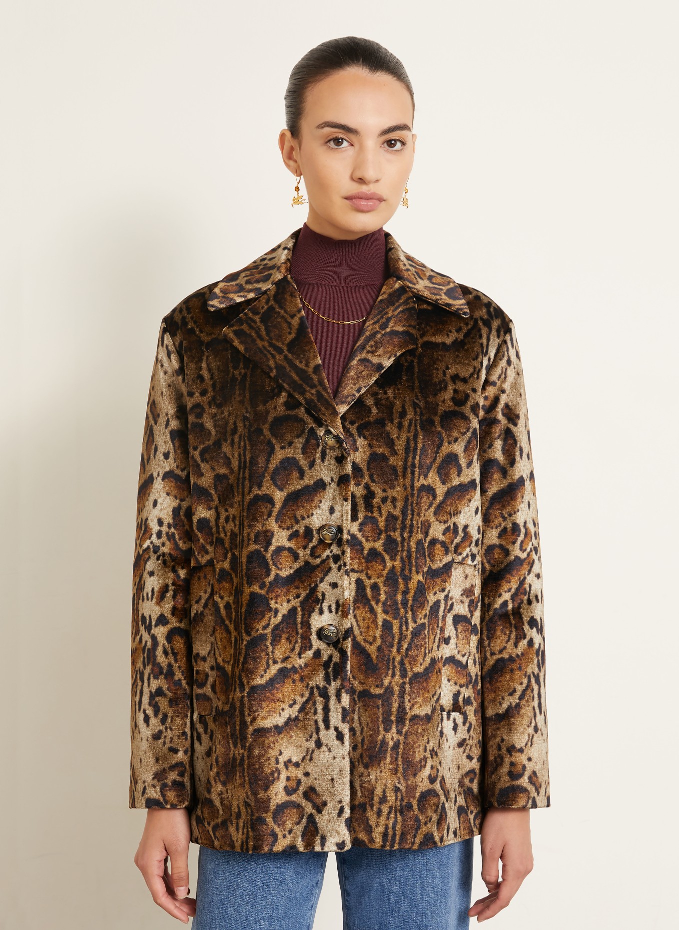 ETRO Velvet coat: BROWN / CAMEL / BLACK