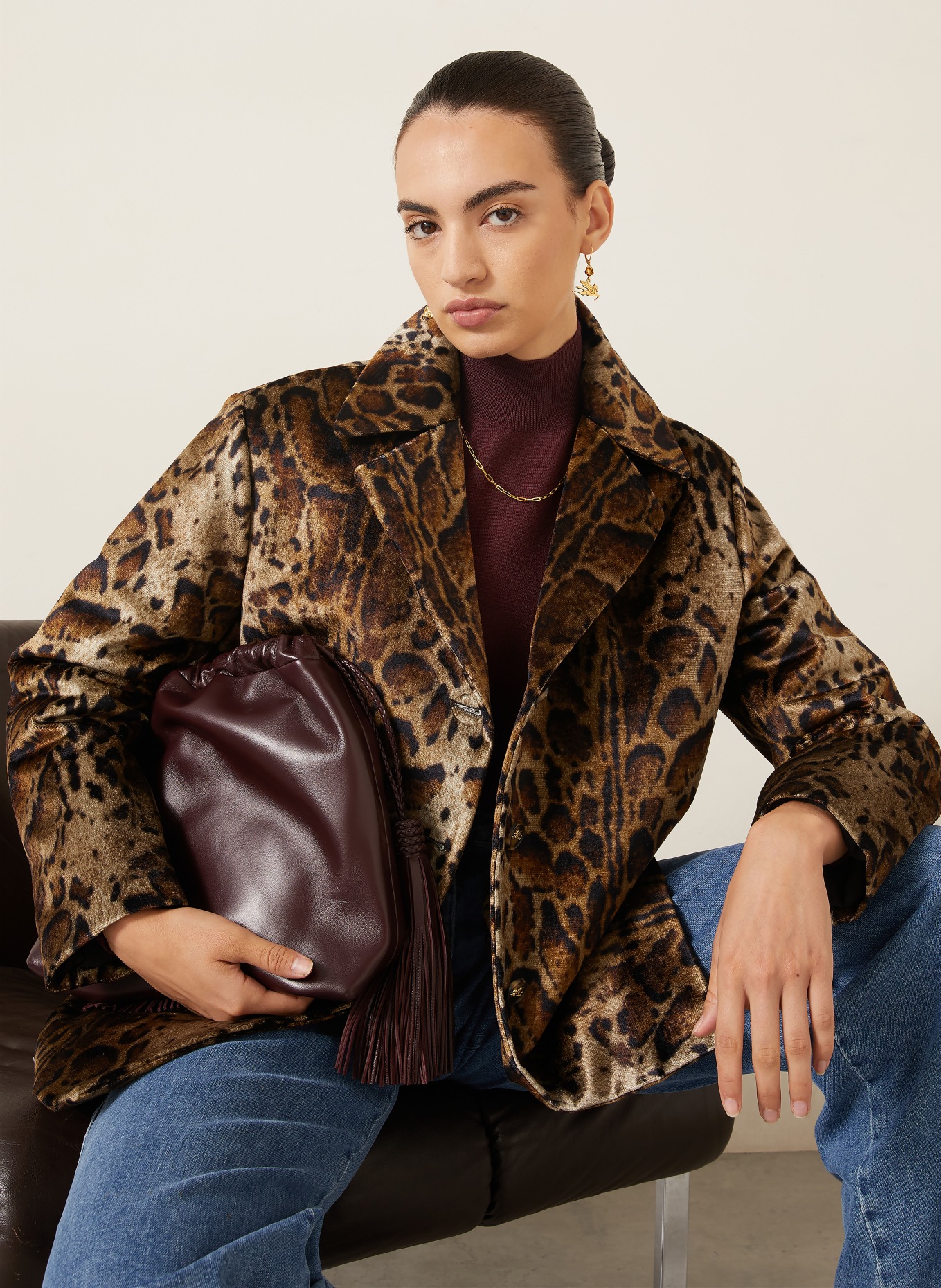 ETRO Velvet coat: BROWN / CAMEL / BLACK