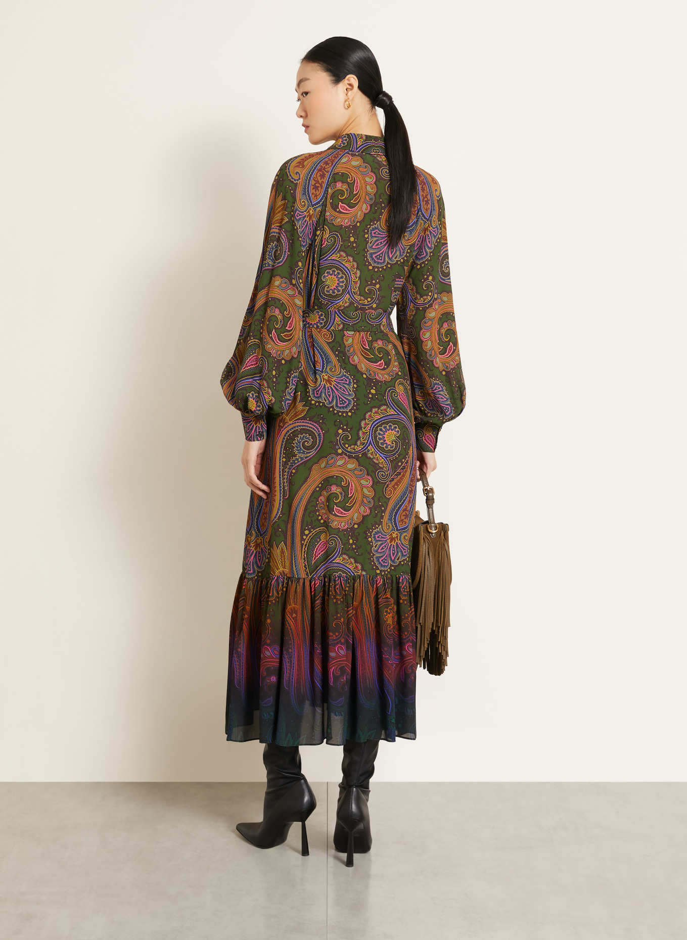 ETRO Shirt dress: DARK GREEN / PINK / BLUE
