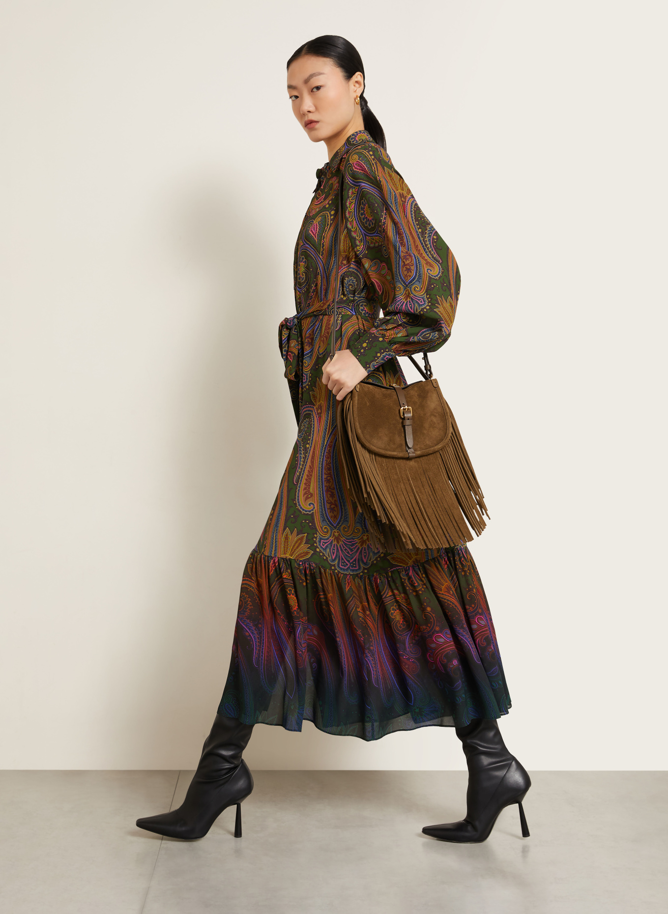ETRO Shirt dress: DARK GREEN / PINK / BLUE