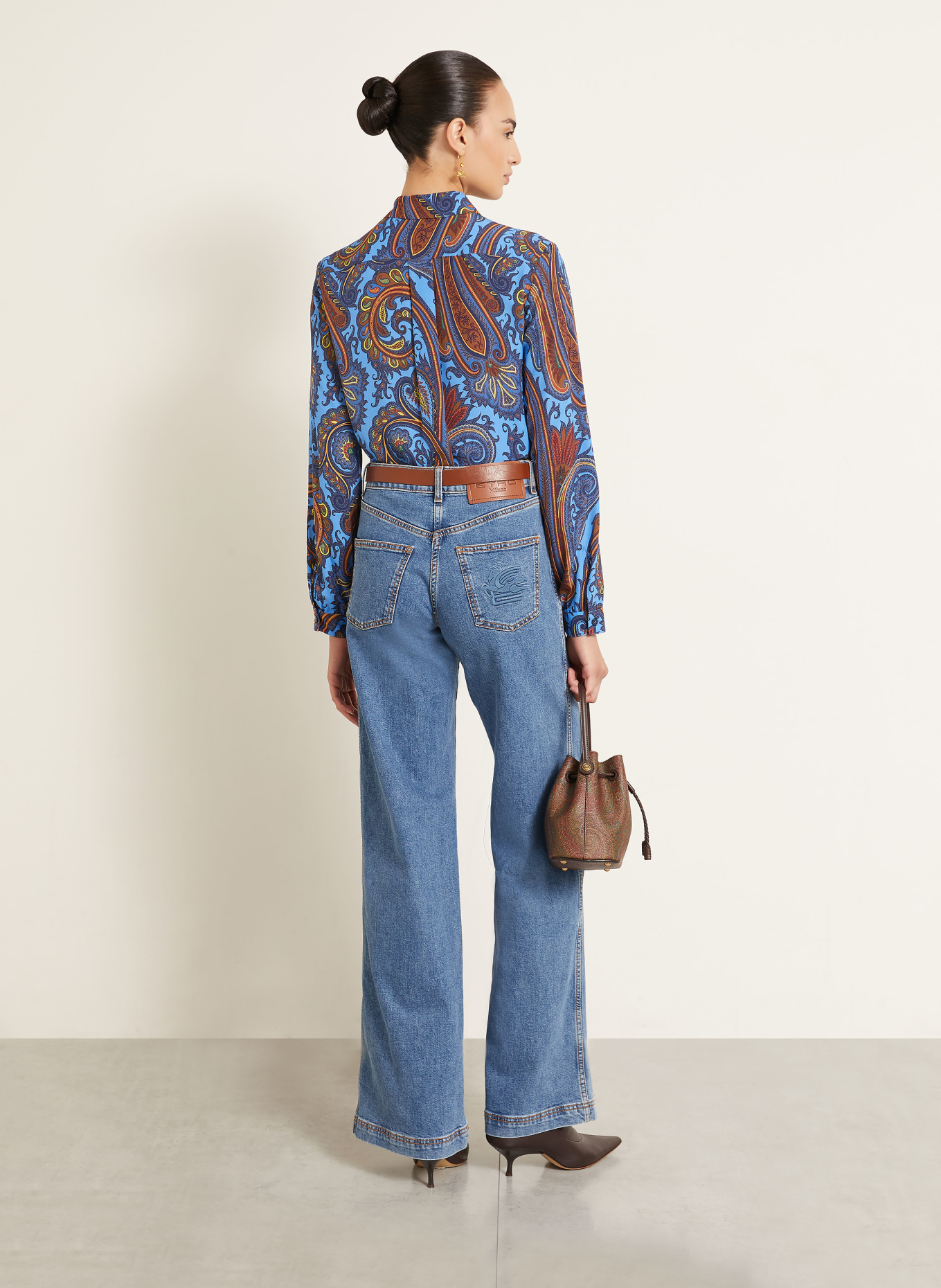 ETRO Chemisier: BLEU / MARRON / JAUNE