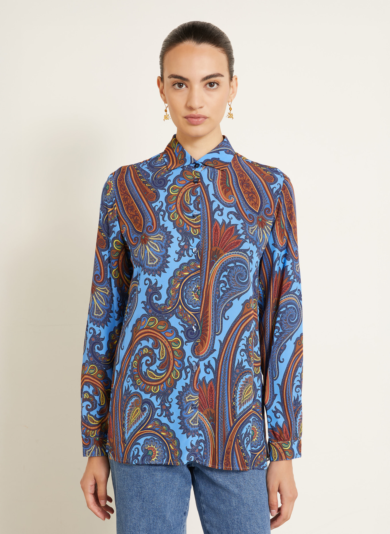 ETRO Chemisier: BLEU / MARRON / JAUNE