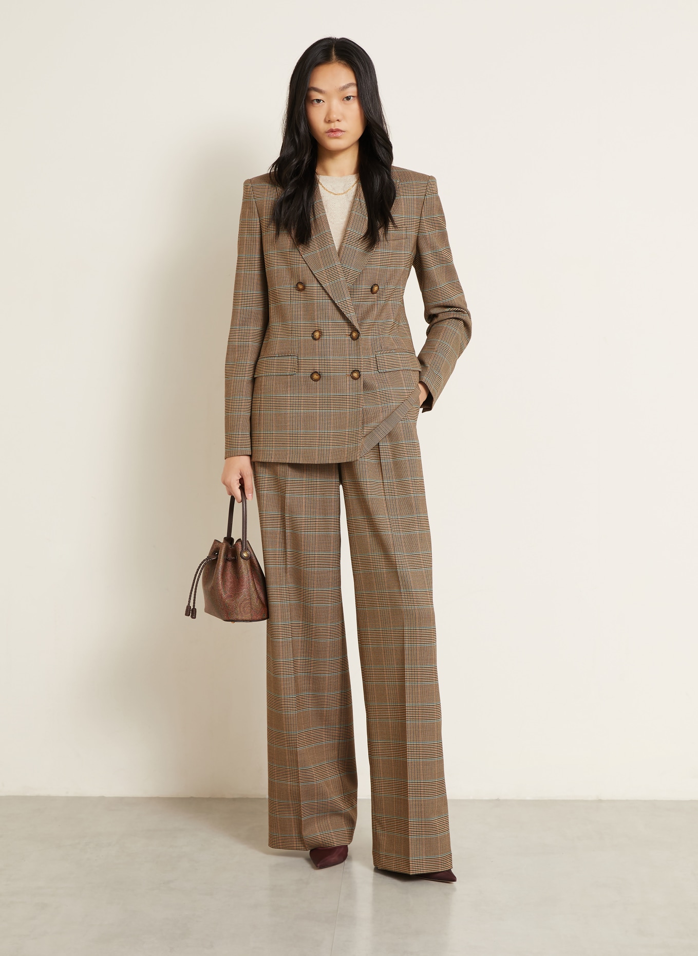 ETRO Blazer: BEIGE / MARRON / BLEU PÉTROLE