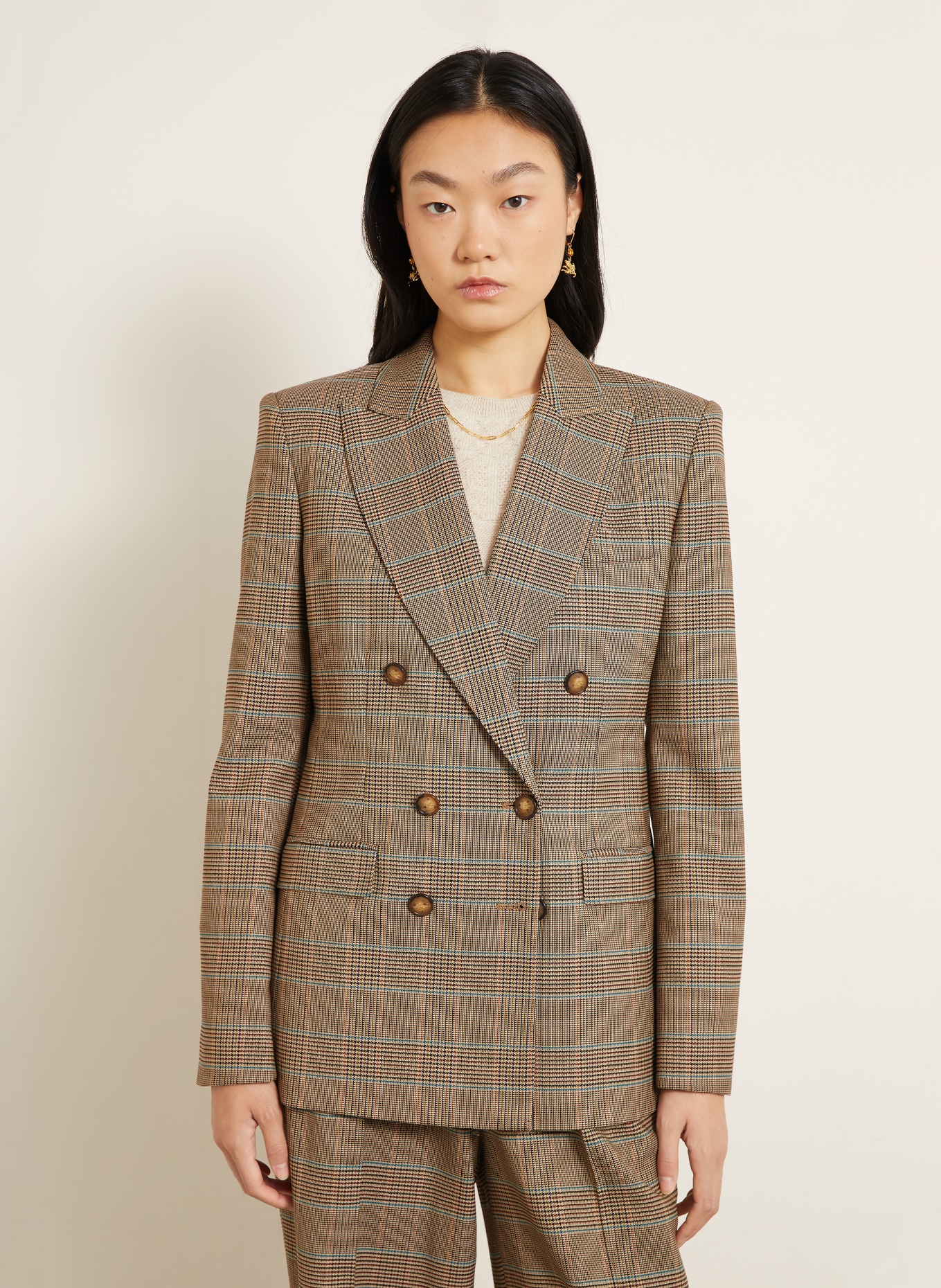 ETRO Blazer: BEIGE / MARRON / BLEU PÉTROLE