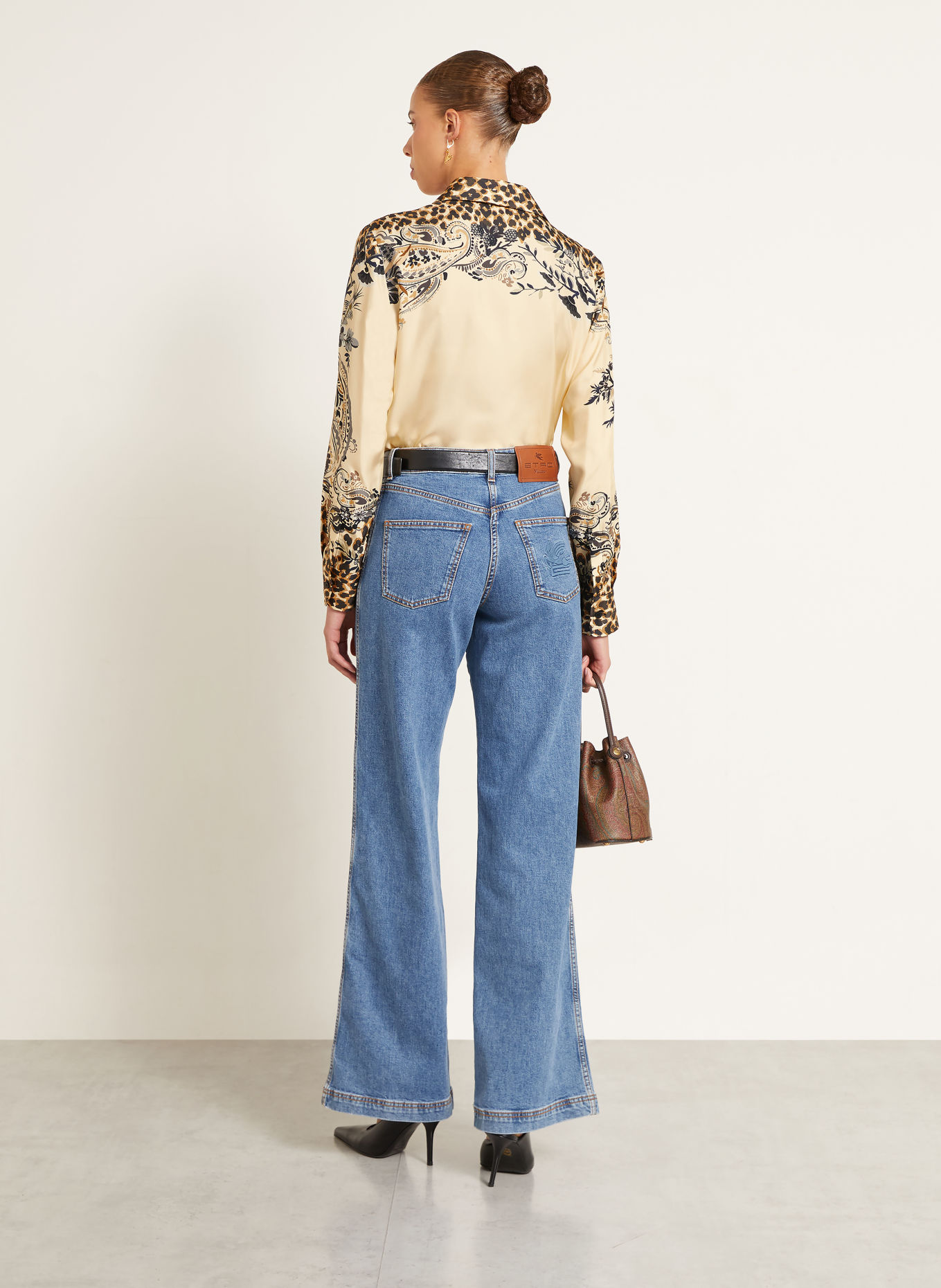 ETRO Chemisier en soie: JAUNE CLAIR / GRIS / NOIR