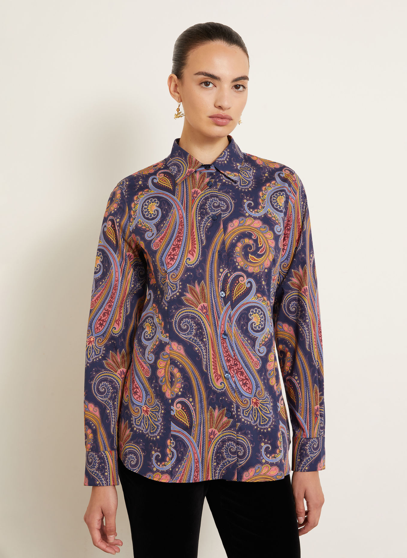 ETRO Hemdbluse: DUNKELLILA / ROSA / HELLBLAU
