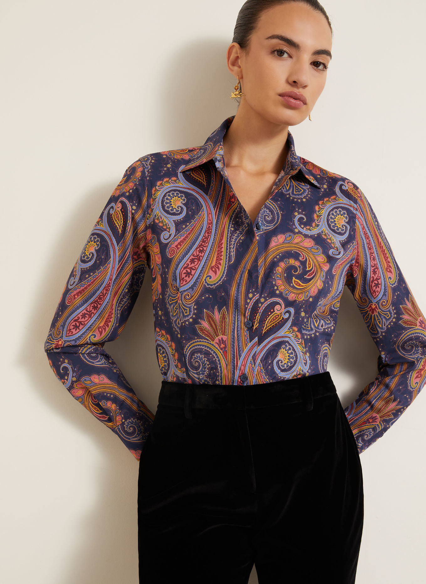 ETRO Hemdbluse: DUNKELLILA / ROSA / HELLBLAU
