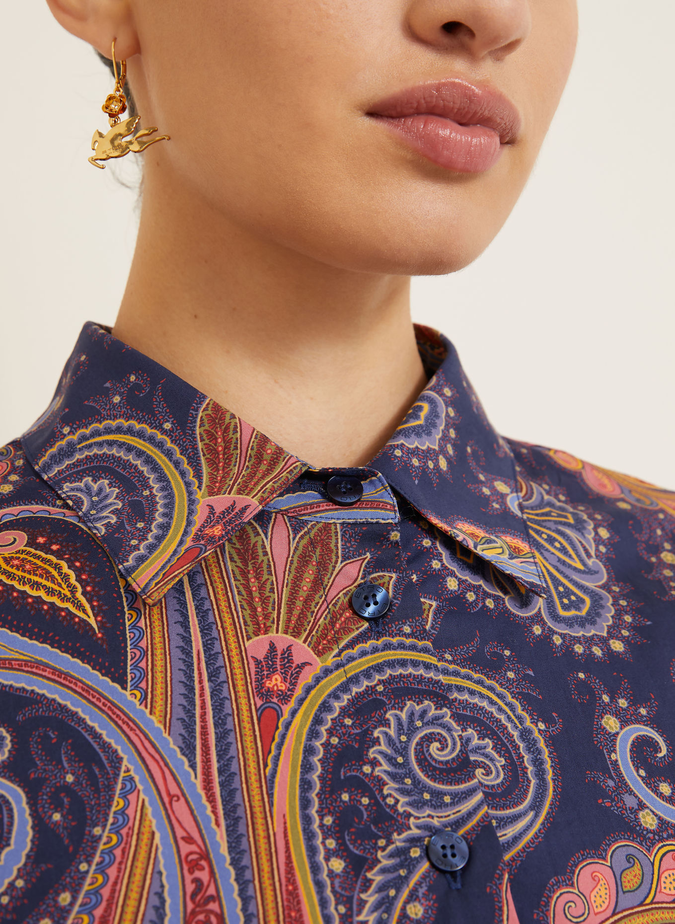 ETRO Hemdbluse: DUNKELLILA / ROSA / HELLBLAU