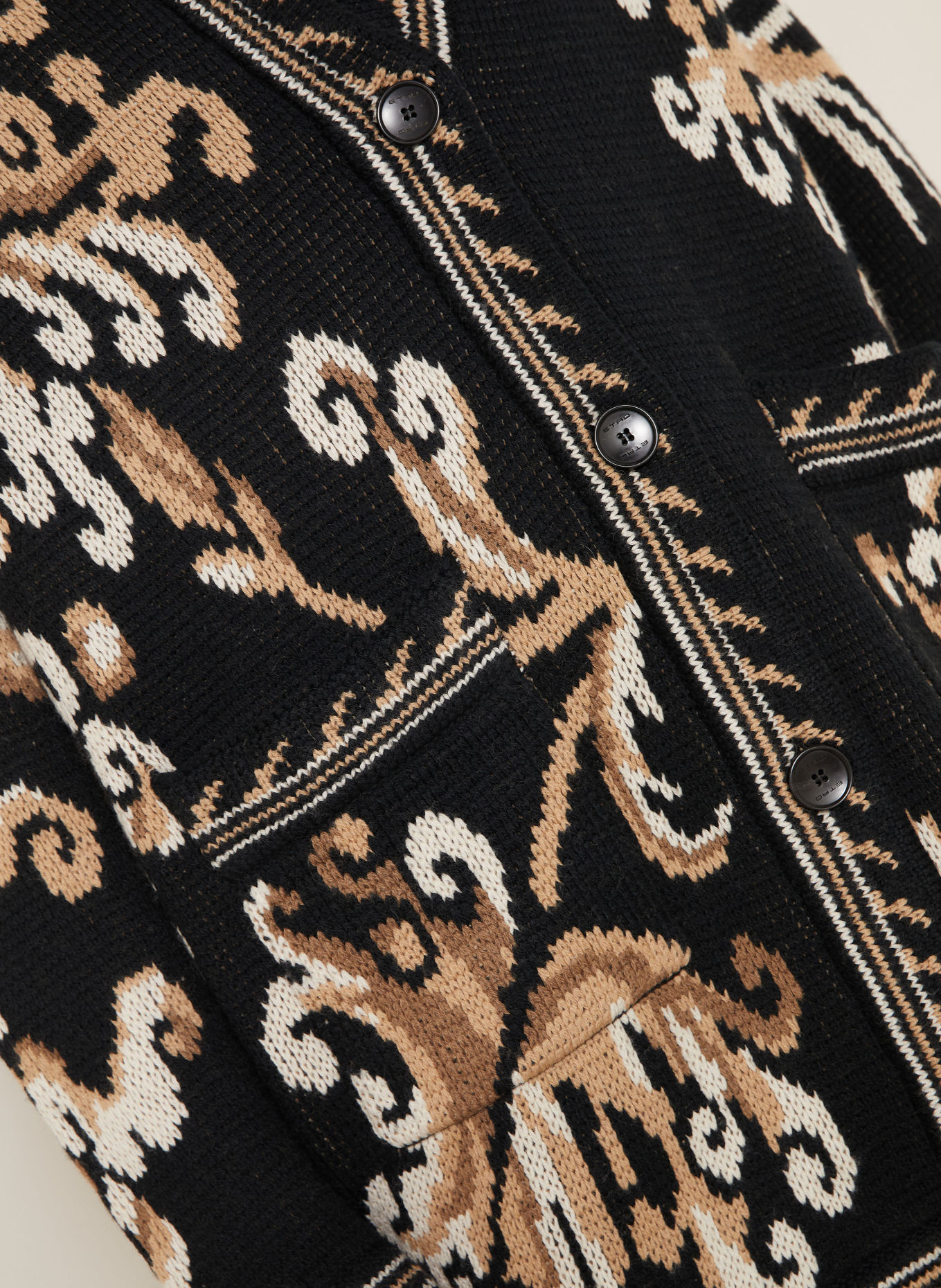 ETRO Strickjacke: SCHWARZ / BEIGE / CREME
