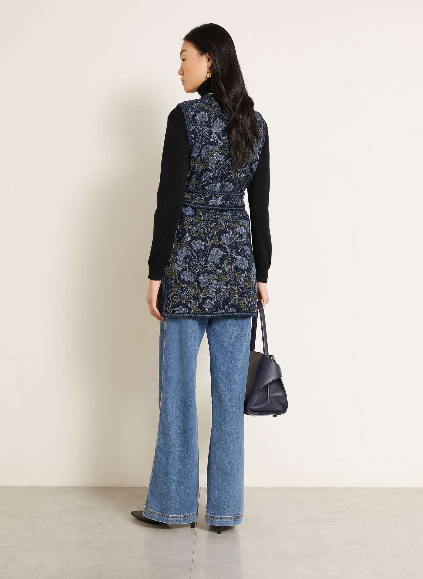 ETRO Blazerweste aus Jacquard: DUNKELBLAU / BLAUGRAU / GRÜN