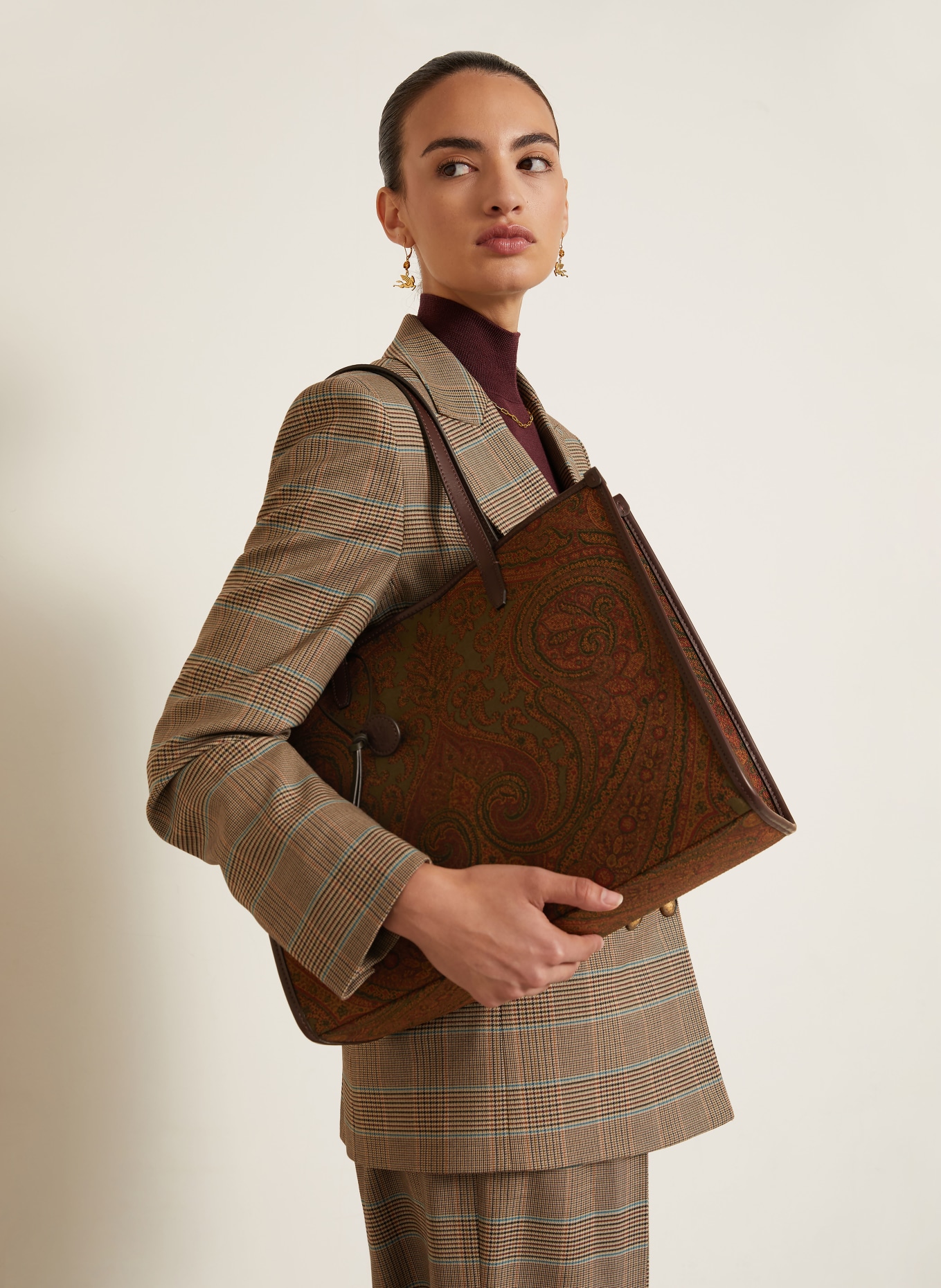 ETRO Shopper: OLIV / DUNKELBRAUN / DUNKELROT