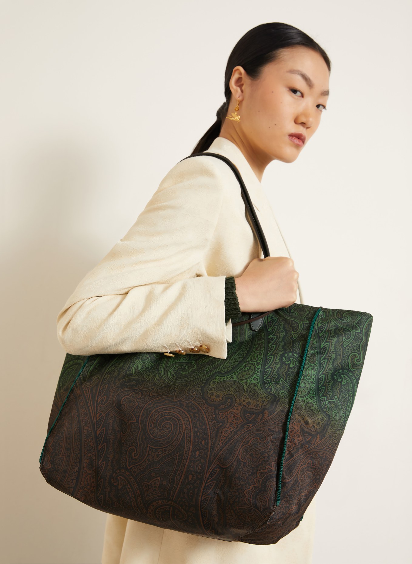 ETRO Shopper: GRÜN / BRAUN / DUNKELGRÜN