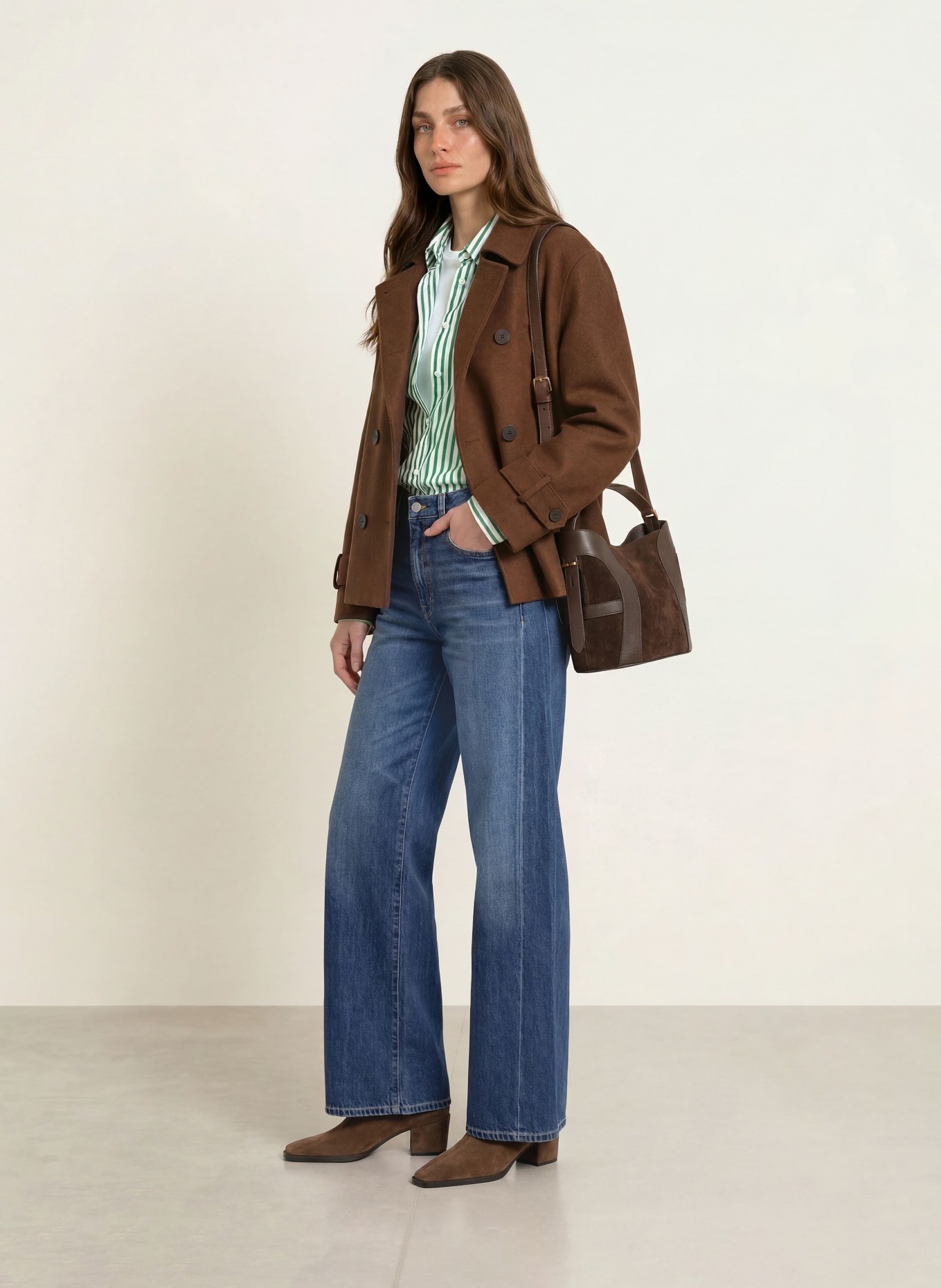 HARRIS WHARF LONDON Pea coat: BROWN