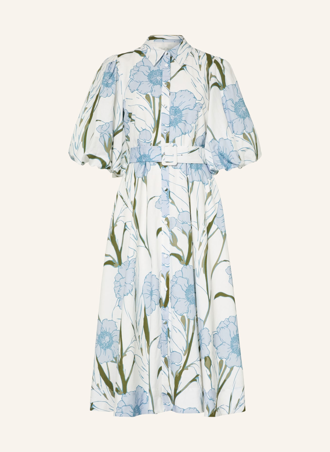 TED BAKER Robe chemise ALIMMA: BLANC / BLEU GRIS / KAKI