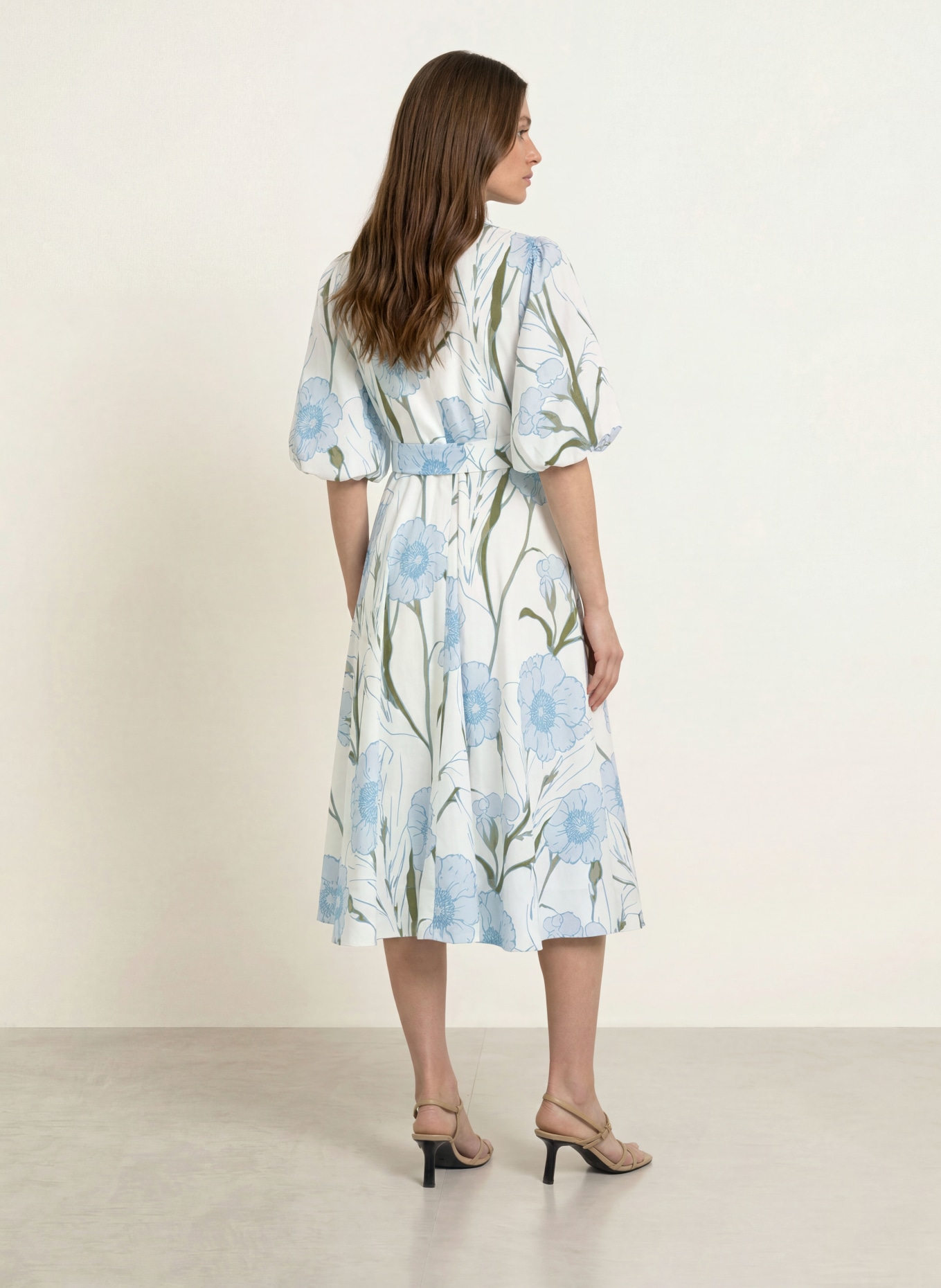 TED BAKER Robe chemise ALIMMA: BLANC / BLEU GRIS / KAKI