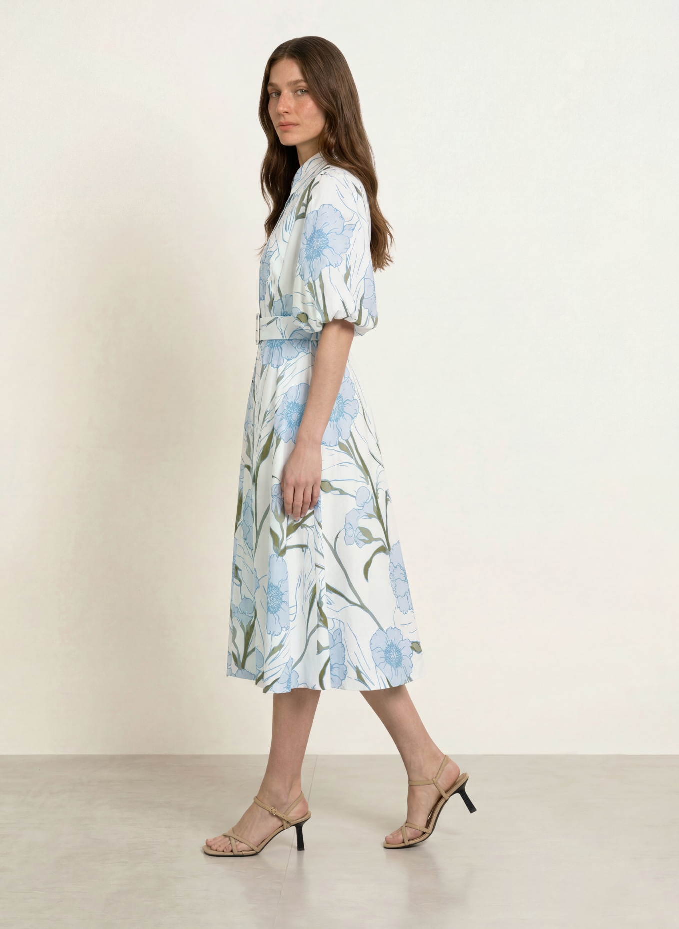 TED BAKER Robe chemise ALIMMA: BLANC / BLEU GRIS / KAKI