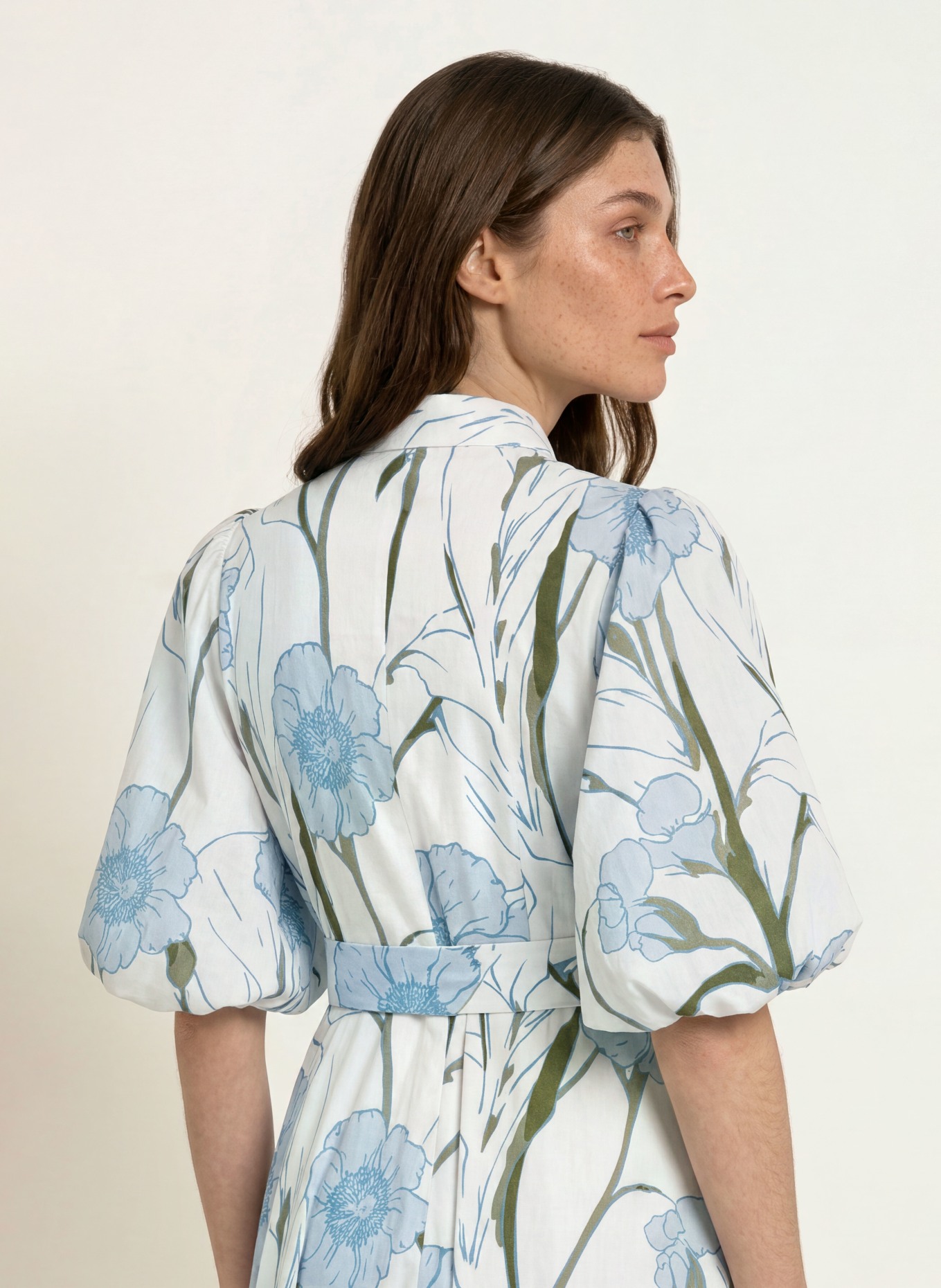 TED BAKER Robe chemise ALIMMA: BLANC / BLEU GRIS / KAKI
