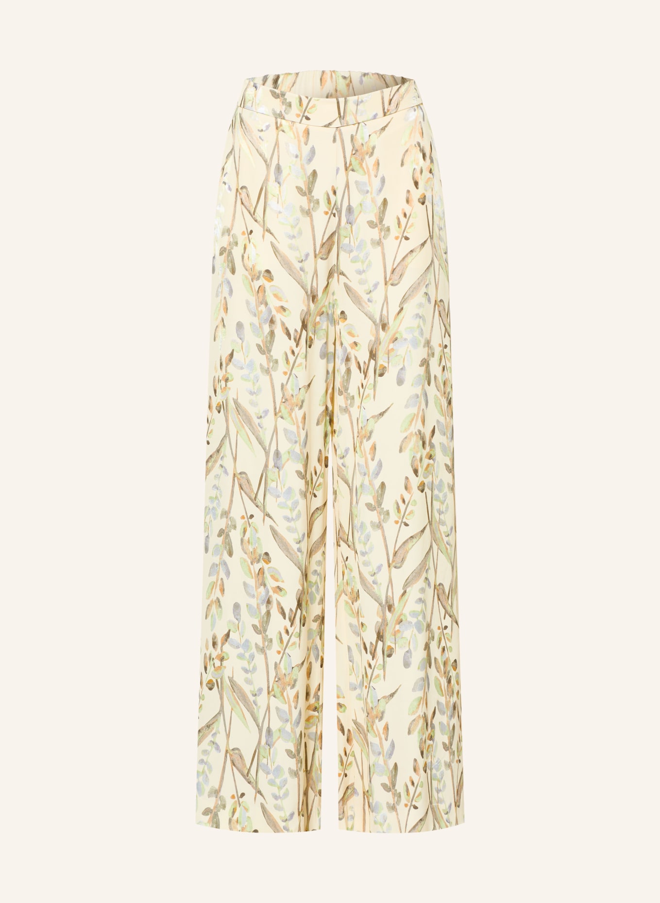 TED BAKER Saténové kalhoty SUSSKI: BÉŽOVÁ / SVĚTLE ZELENÁ / ZELENÁ