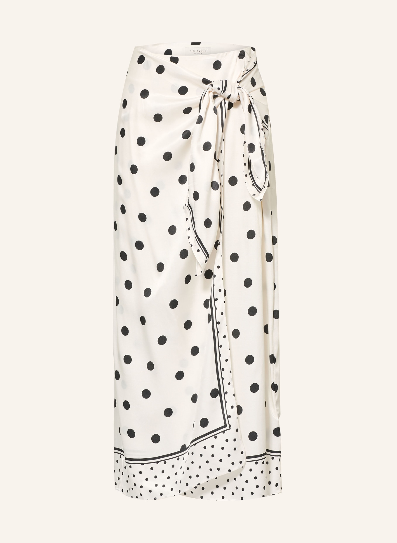 TED BAKER ALBBAA wikkelrok van satijn: WIT / ZWART