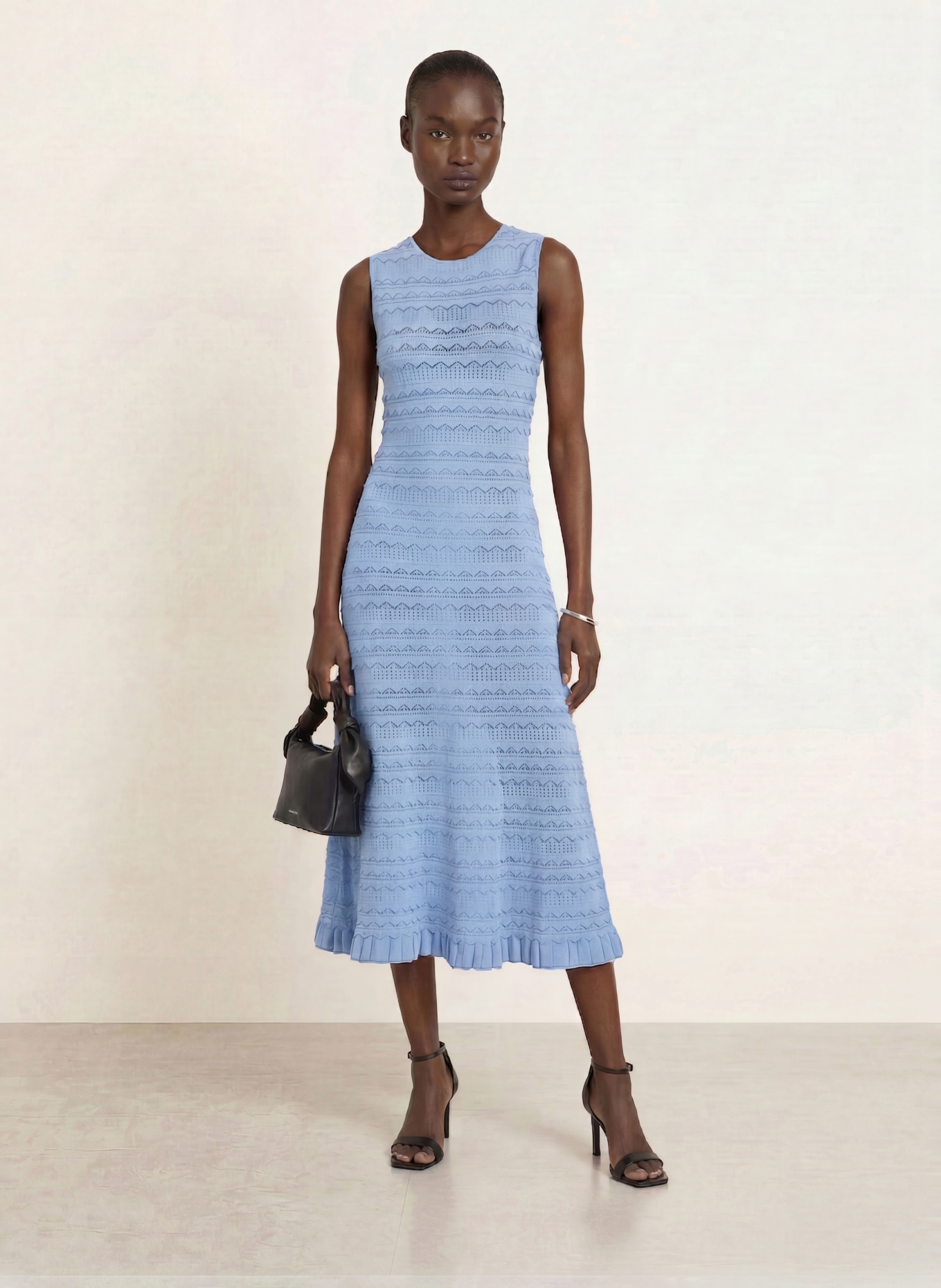 TED BAKER Strickkleid CAHRLIE mit Rüschen: HELLBLAU