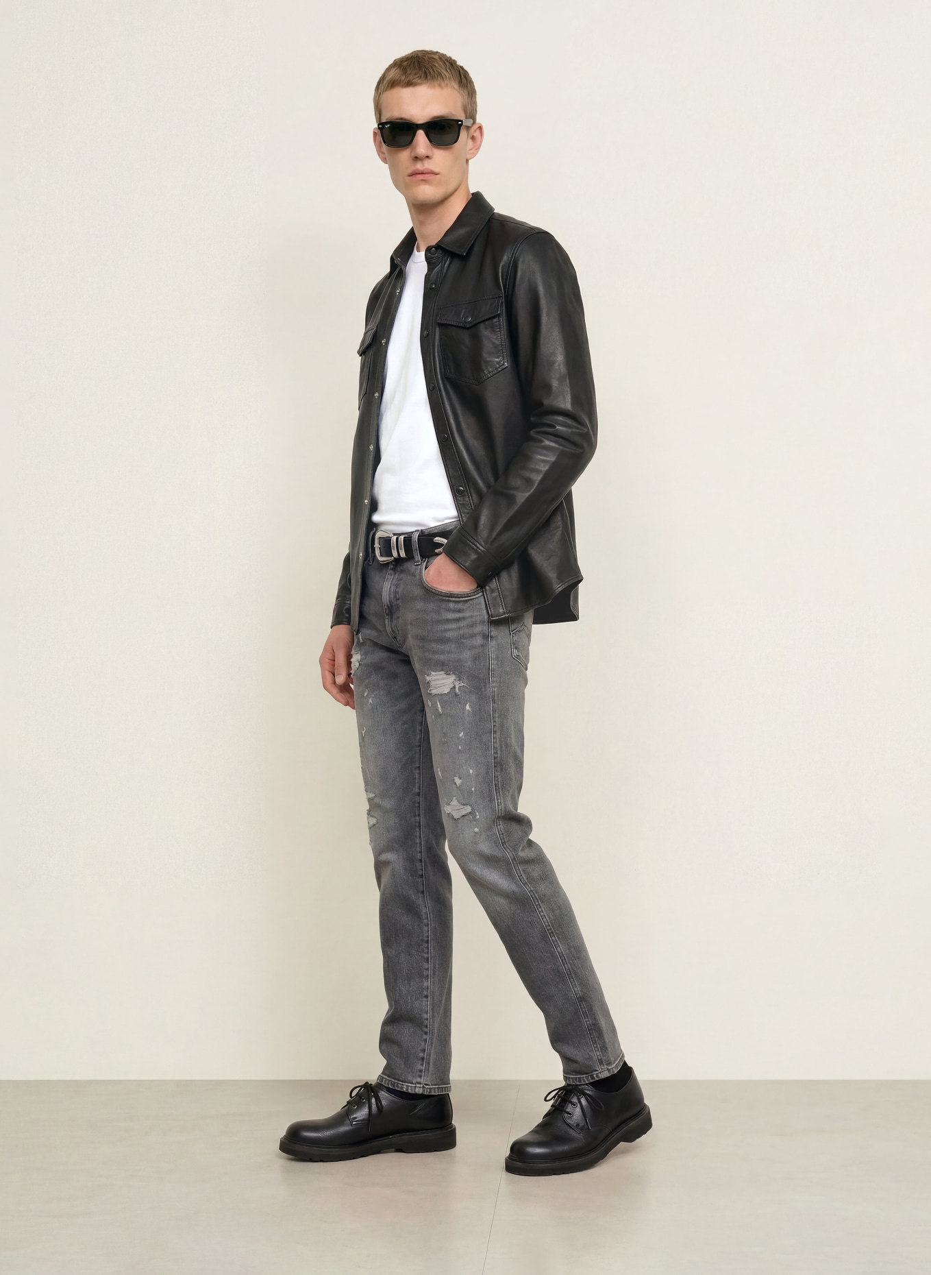 REPLAY Destroyed Jeans ANBASS Slim Fit: C097 DARK GREY