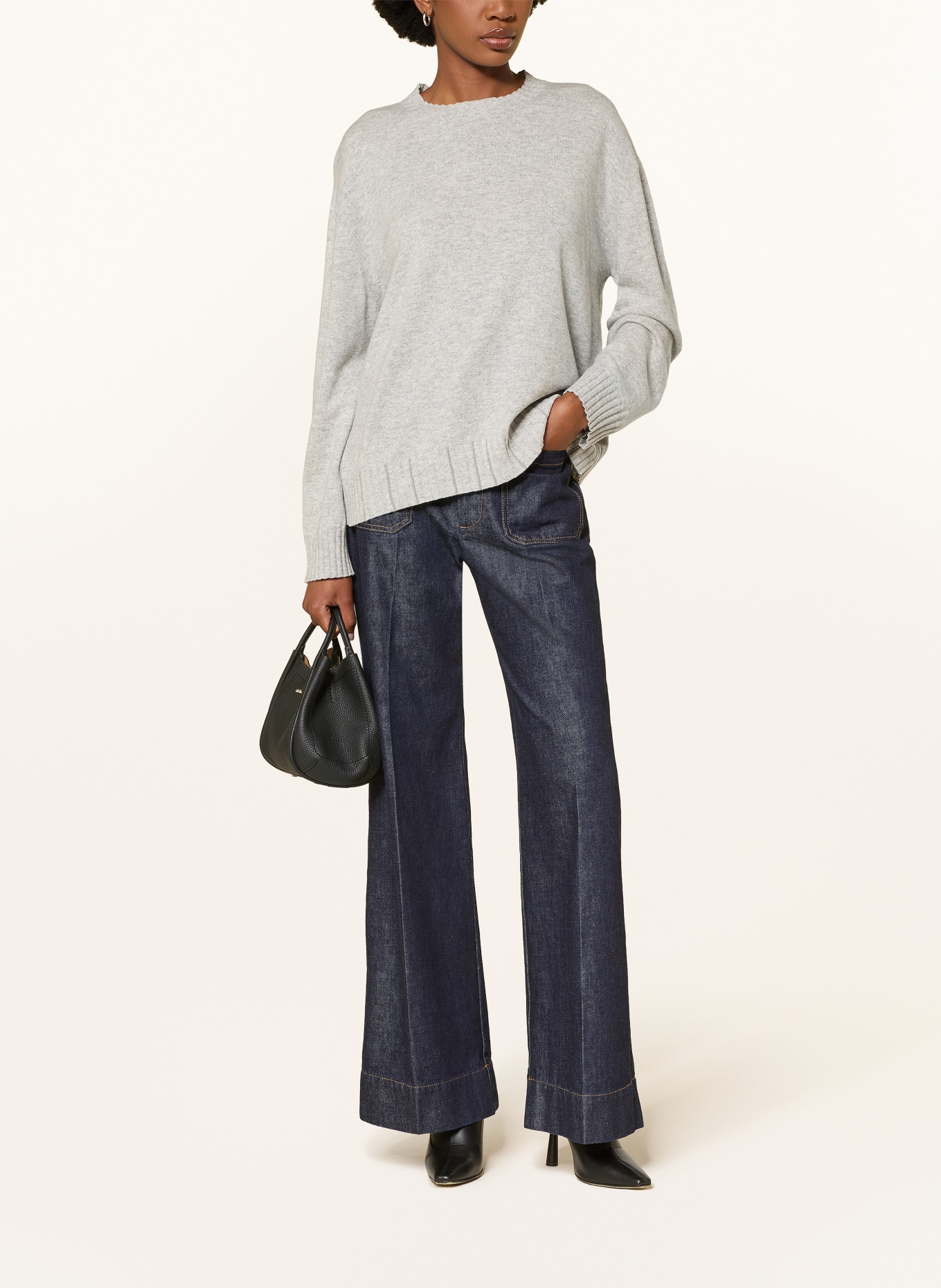 FABIANA FILIPPI Pullover mit Merinowolle: HELLGRAU / GRAU