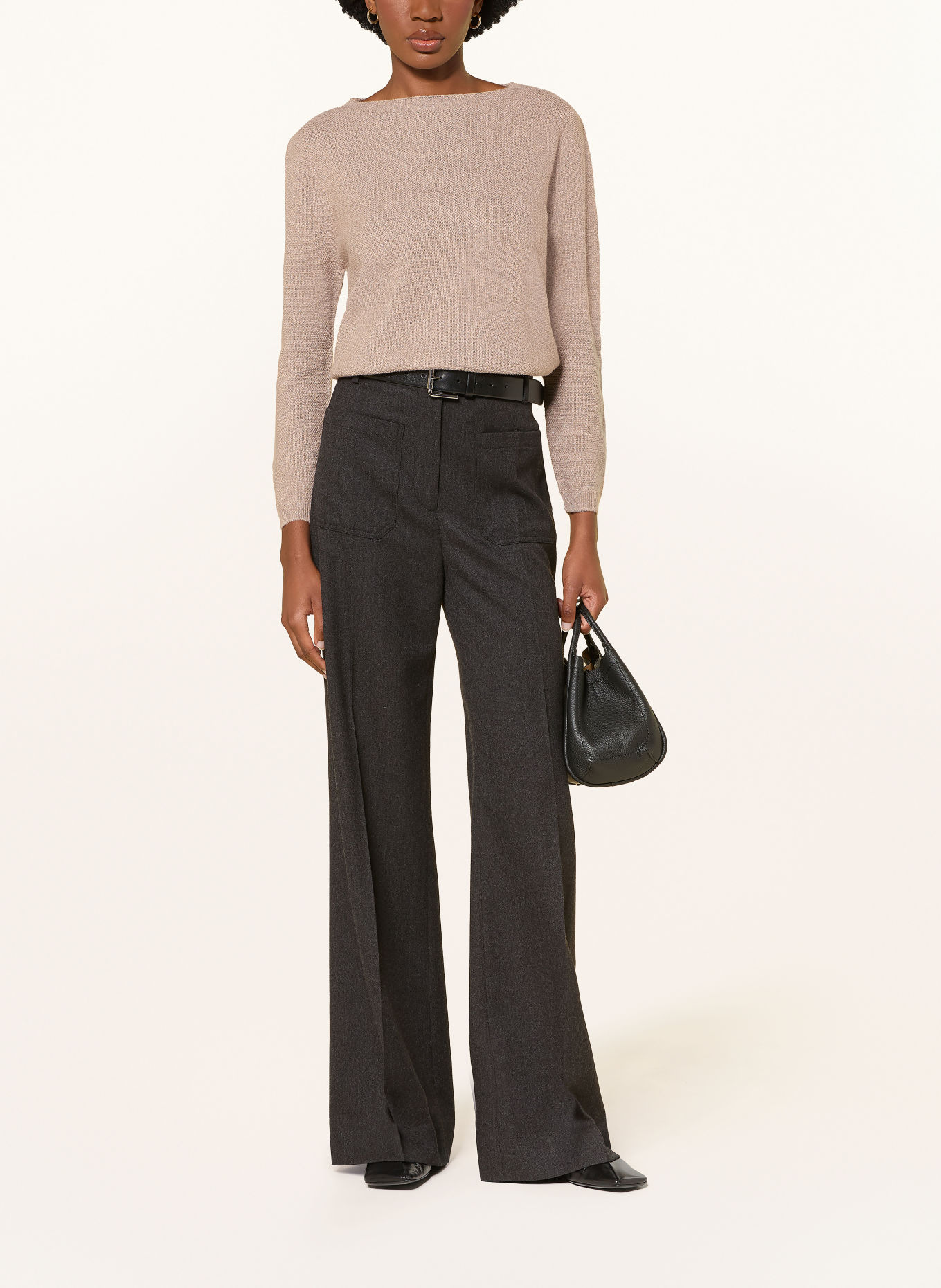 FABIANA FILIPPI Pullover mit Glitzergarn: HELLBRAUN / PLATIN