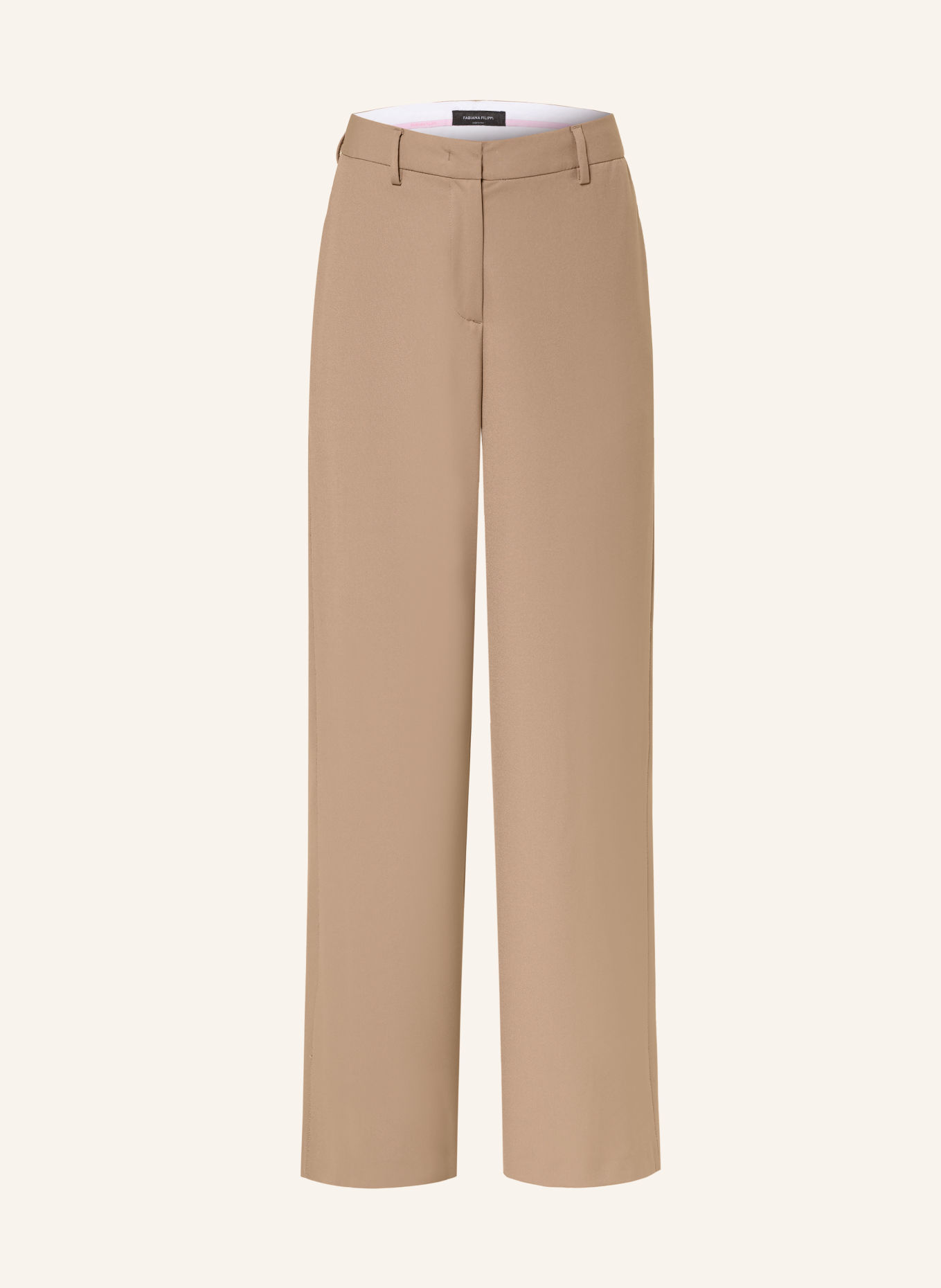 FABIANA FILIPPI Wide-leg trousers with rhinestones: LIGHT BROWN