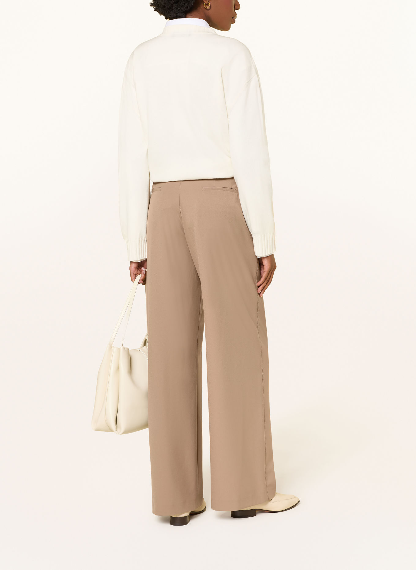 FABIANA FILIPPI Wide-leg trousers with rhinestones: LIGHT BROWN