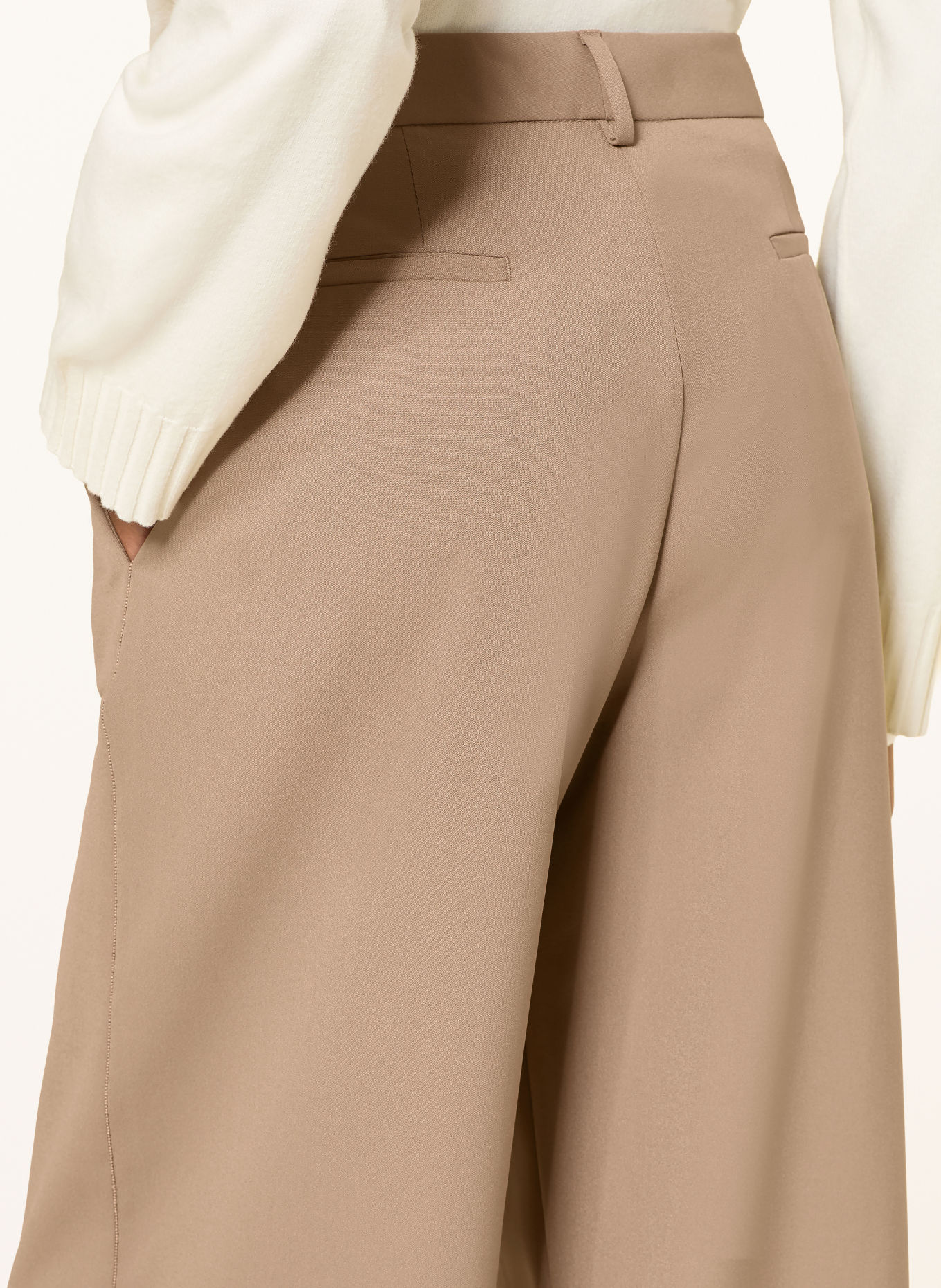 FABIANA FILIPPI Wide-leg trousers with rhinestones: LIGHT BROWN