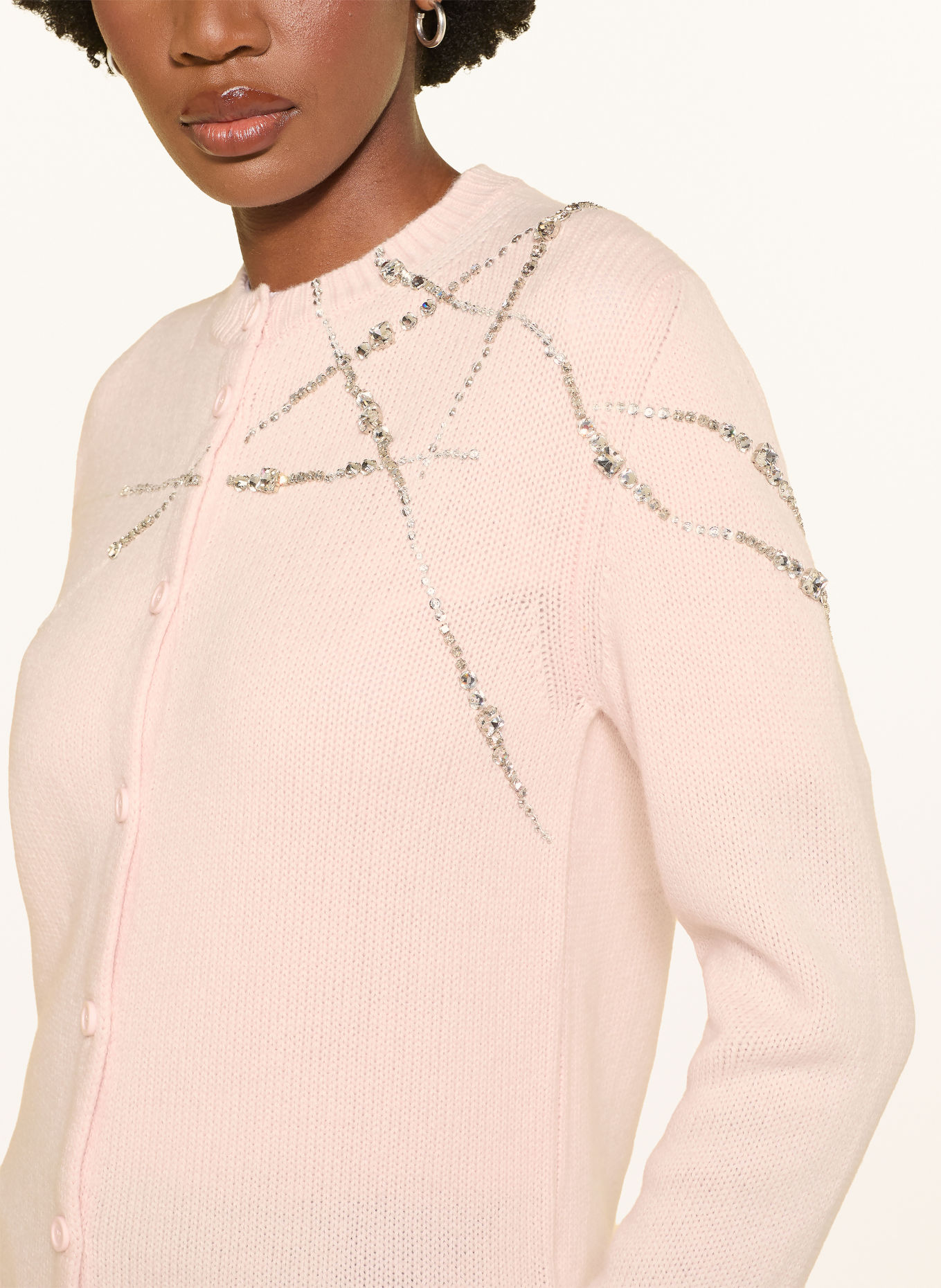 FABIANA FILIPPI Gilet orné de pierres décoratives: ROSE CLAIR